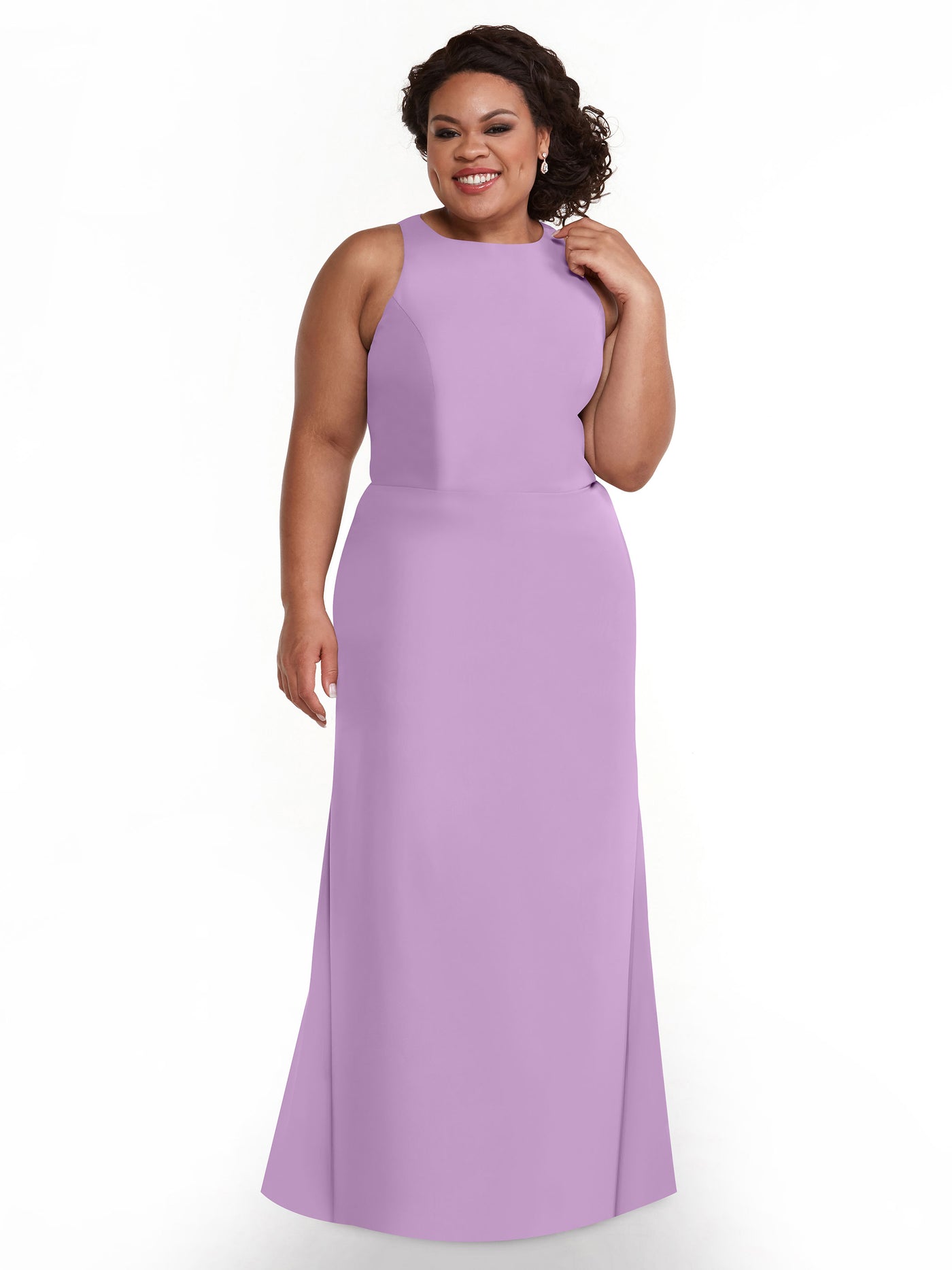 80175 - Chiffon A-Line Bridesmaid Dress with Plunging Halter Neckline
