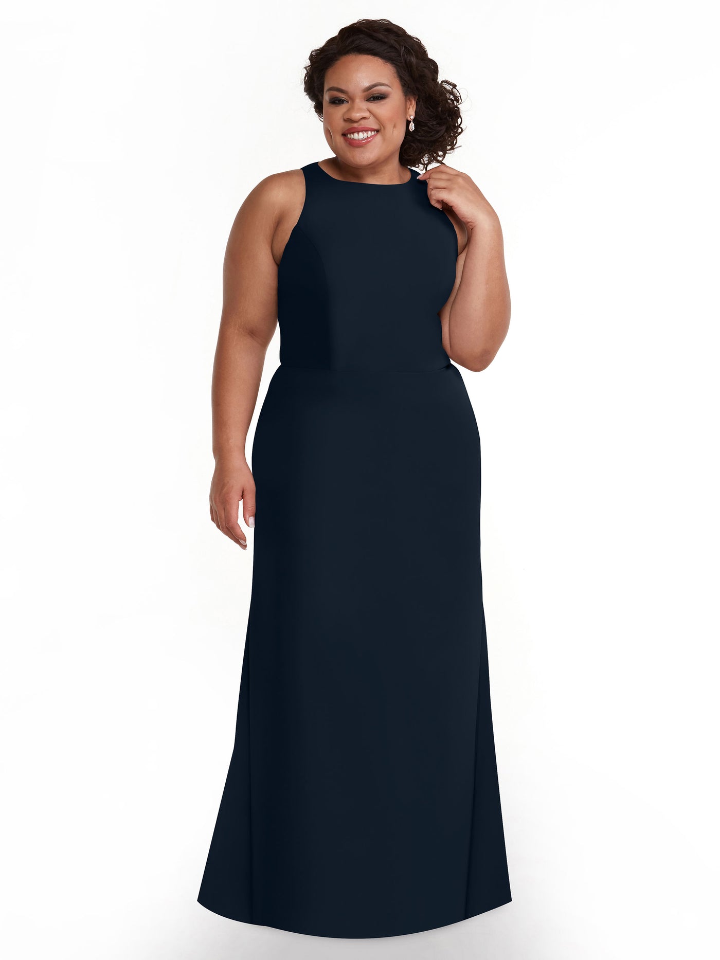 80175 - Chiffon A-Line Bridesmaid Dress with Plunging Halter Neckline