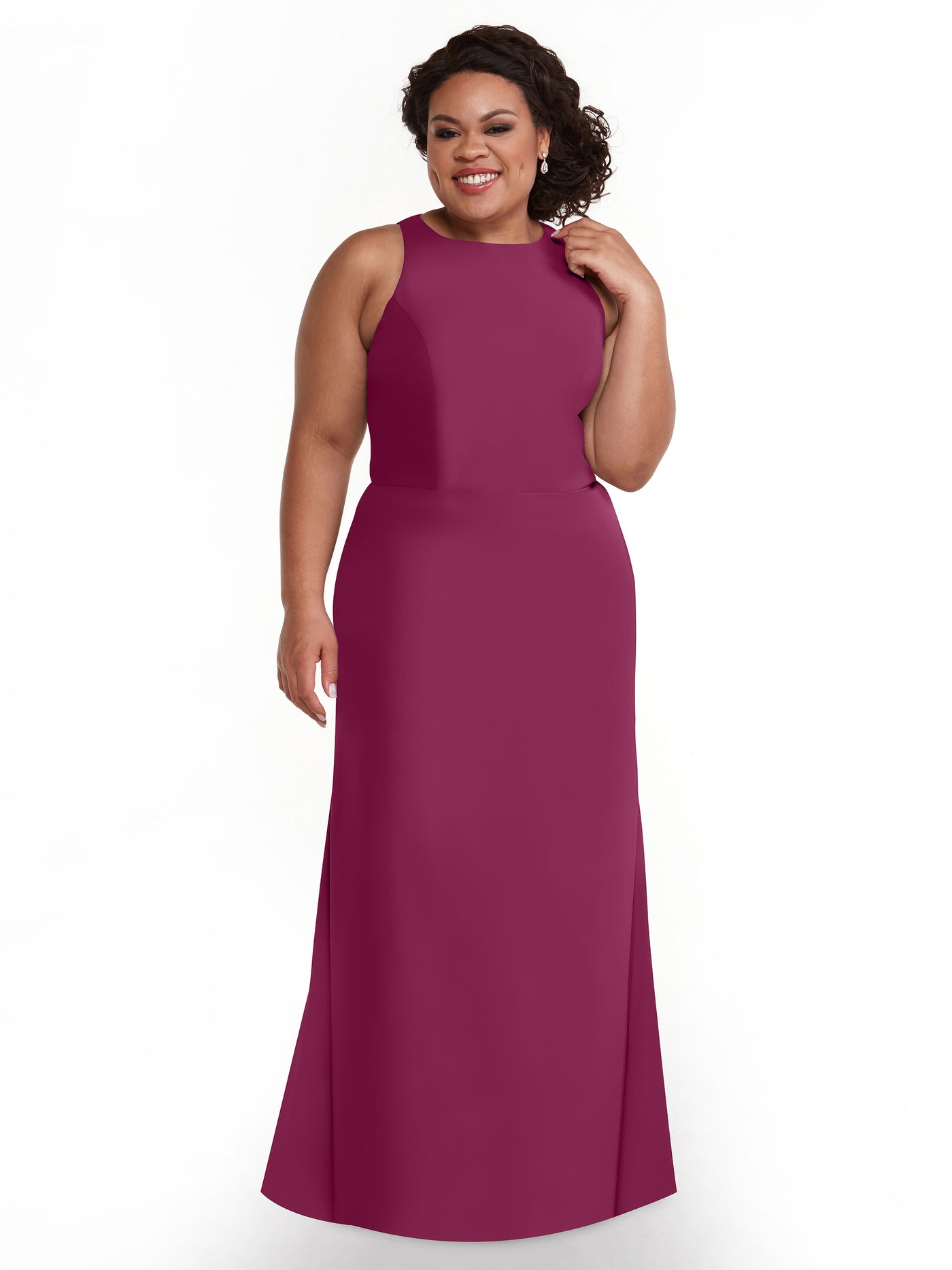 80175 - Chiffon A-Line Bridesmaid Dress with Plunging Halter Neckline