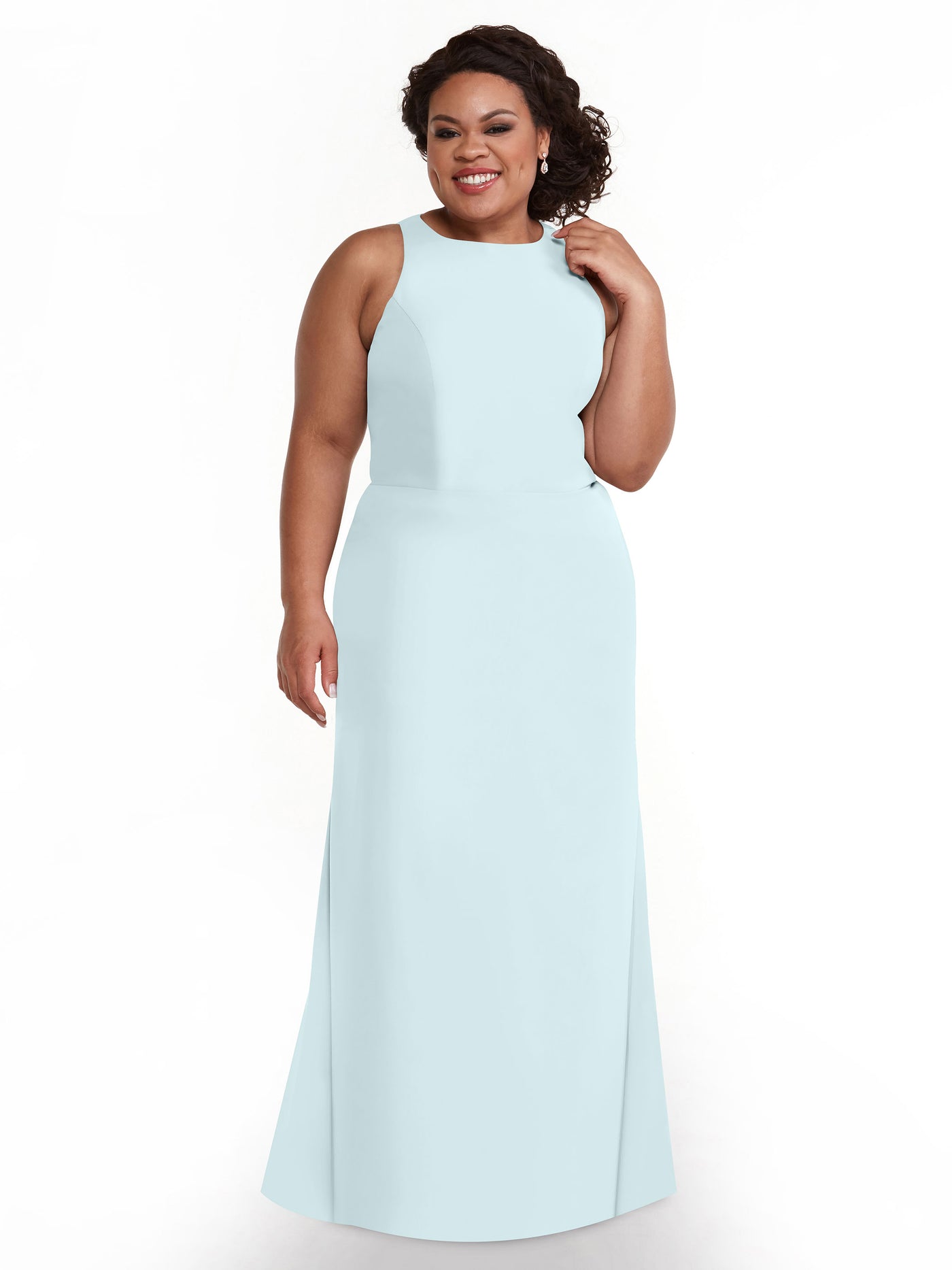 80175 - Chiffon A-Line Bridesmaid Dress with Plunging Halter Neckline