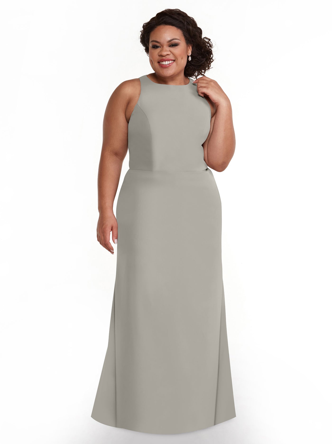 80175 - Chiffon A-Line Bridesmaid Dress with Plunging Halter Neckline