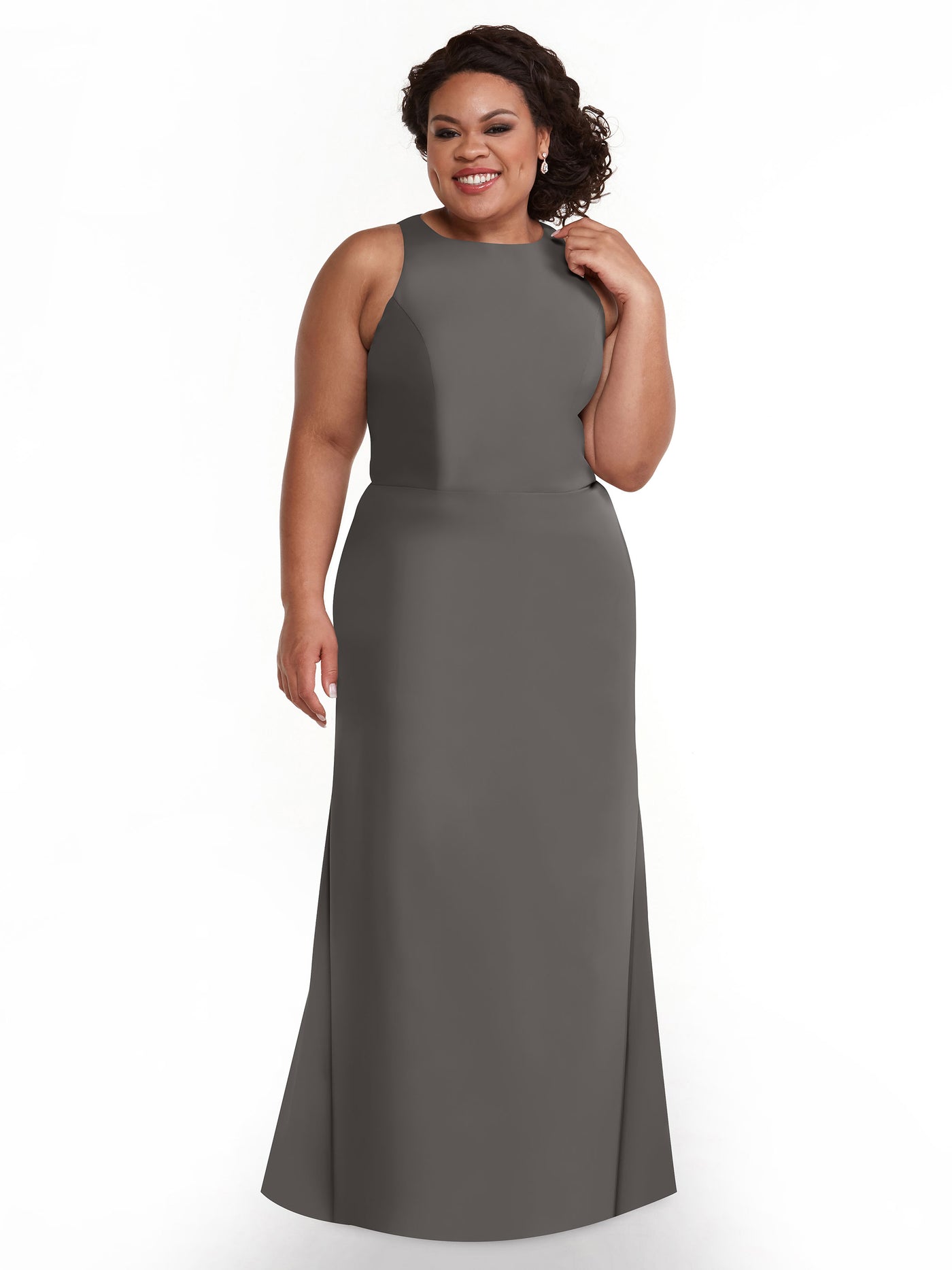 80175 - Chiffon A-Line Bridesmaid Dress with Plunging Halter Neckline
