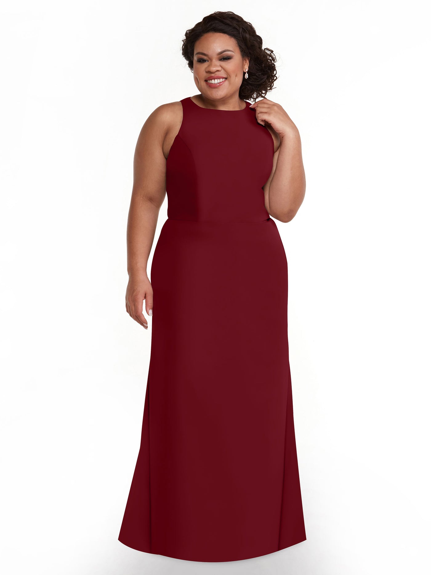 80175 - Chiffon A-Line Bridesmaid Dress with Plunging Halter Neckline