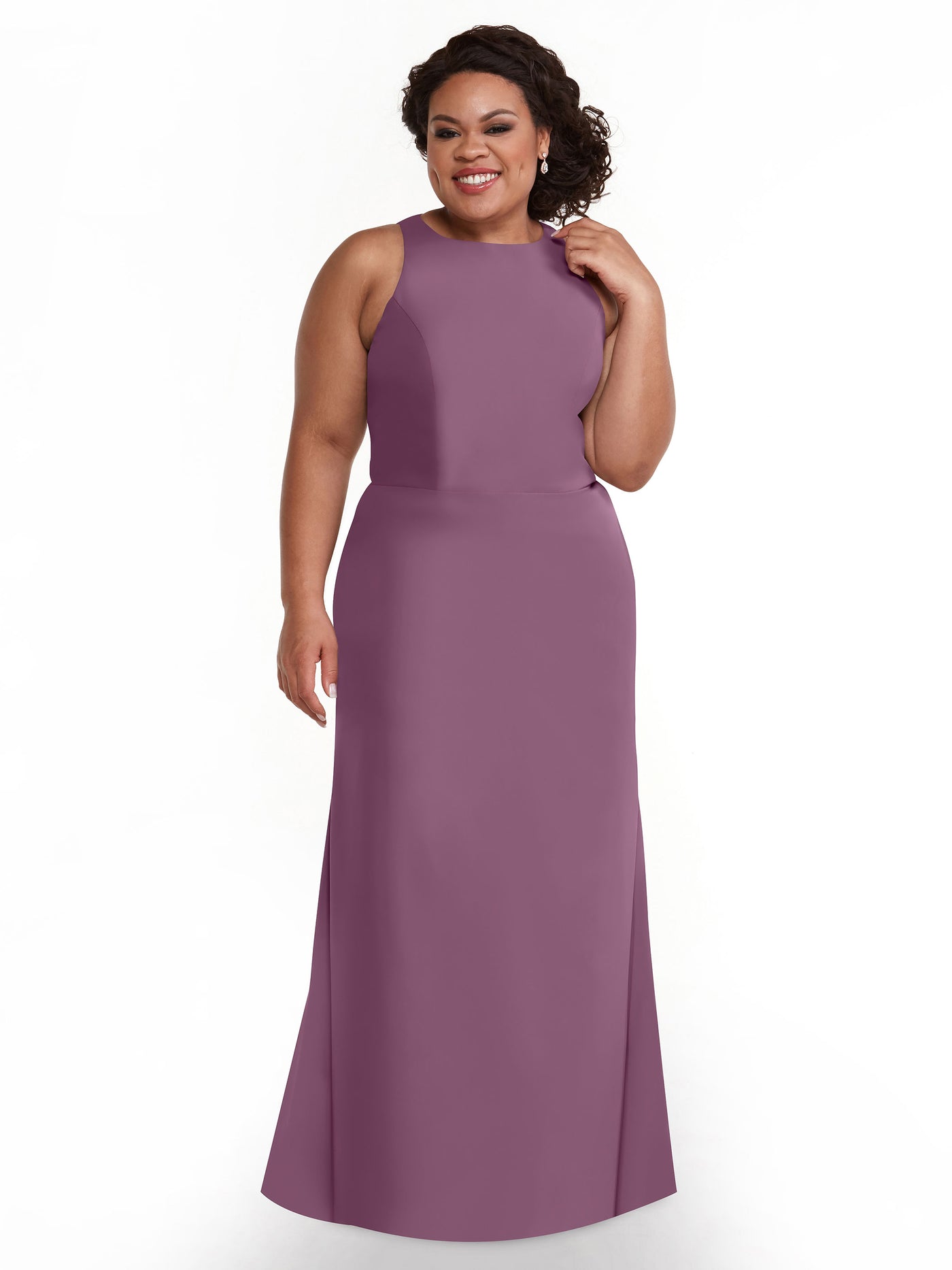 80175 - Chiffon A-Line Bridesmaid Dress with Plunging Halter Neckline
