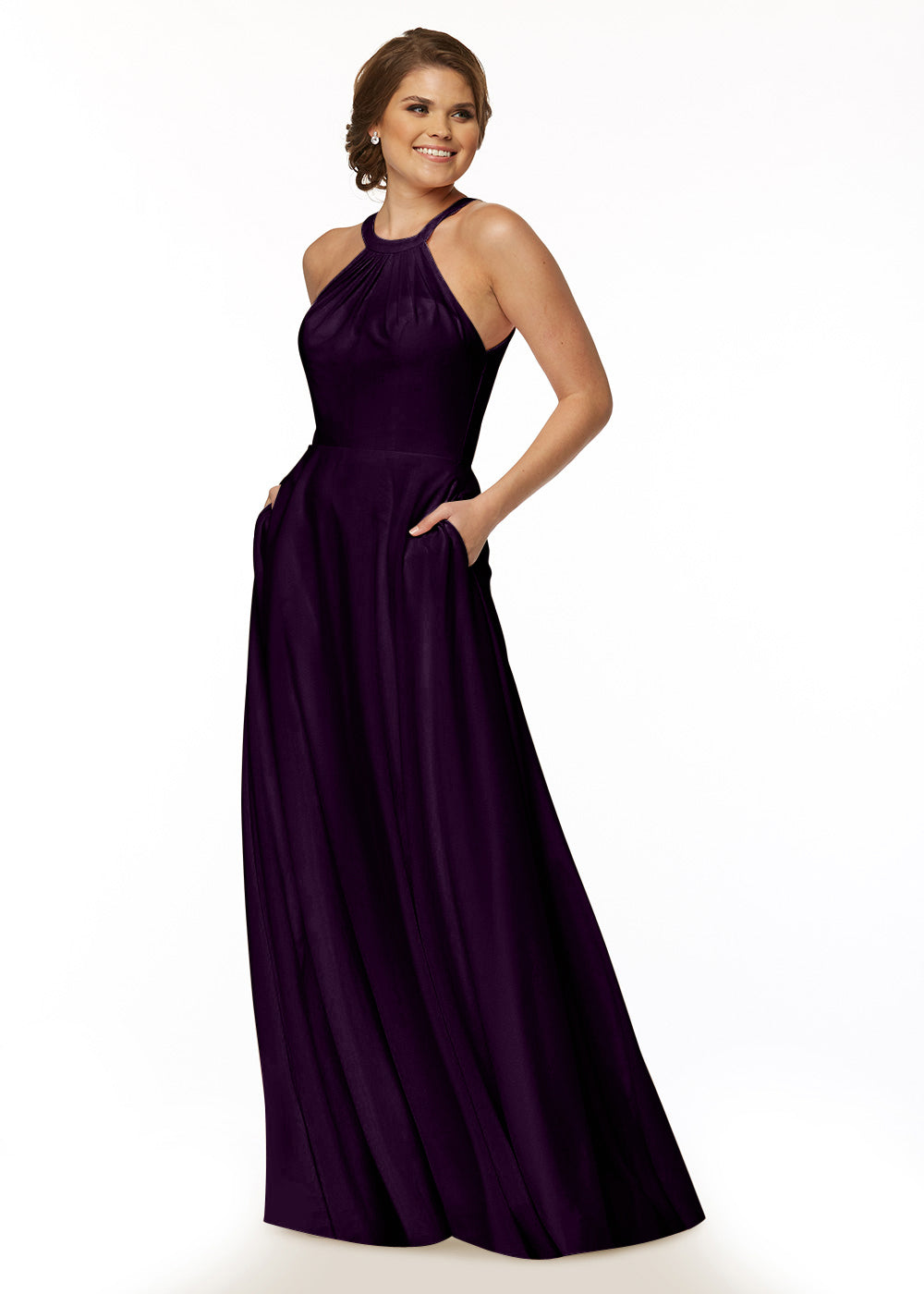 83002 - Stretch Chiffon A-Line Bridesmaid Dress with Self-Tie Halter Neck