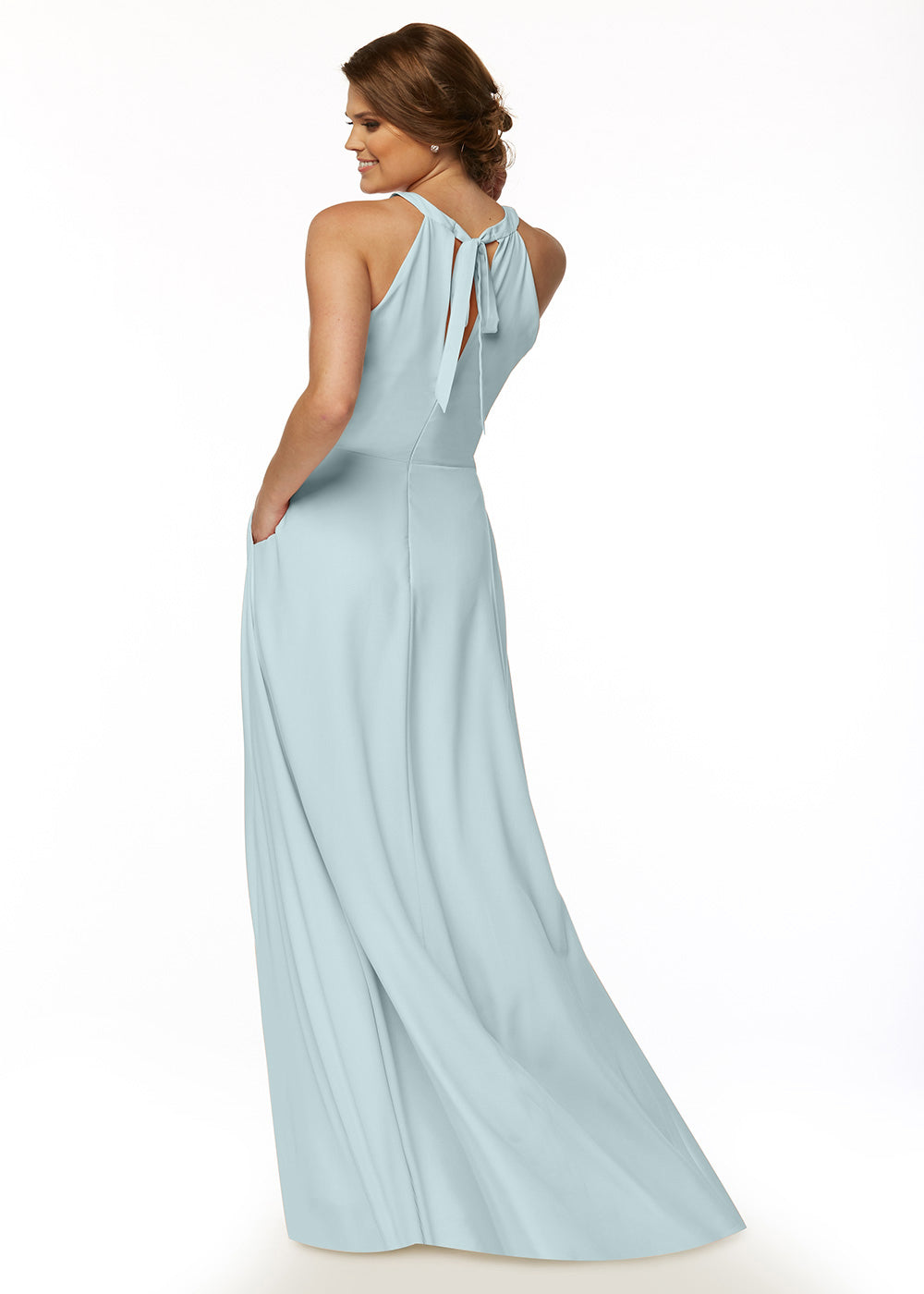st louis bridesmaid dress shops Sheath Maxi Elastic Cloth Light Blue Dresses COCOMELODY CB0814CS