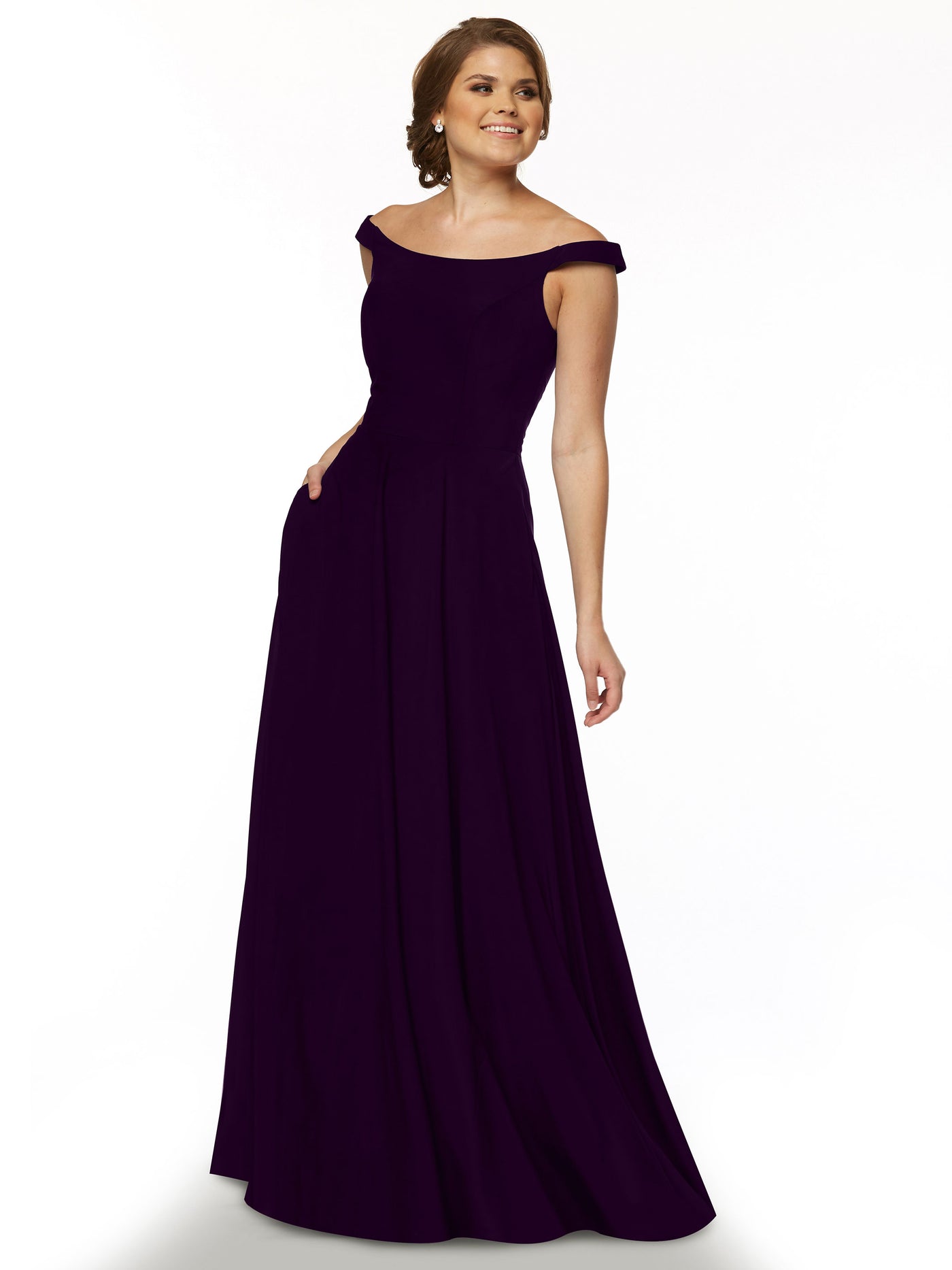 83005 - Off-the-Shoulder Stretch Chiffon A-Line Bridesmaid Dress