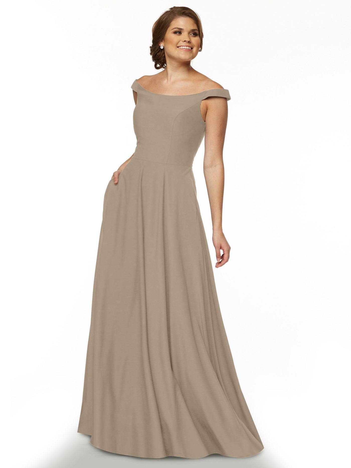 83005 - Off-the-Shoulder Stretch Chiffon A-Line Bridesmaid Dress