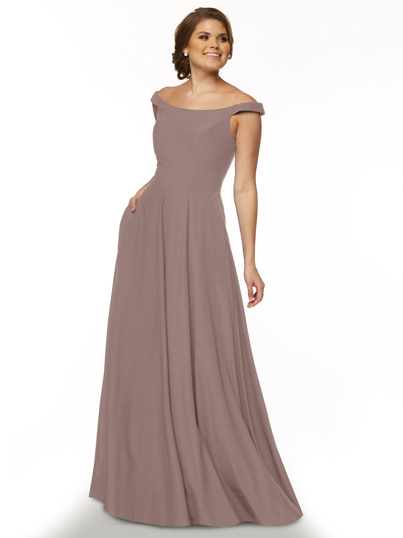 83005 - Off-the-Shoulder Stretch Chiffon A-Line Bridesmaid Dress
