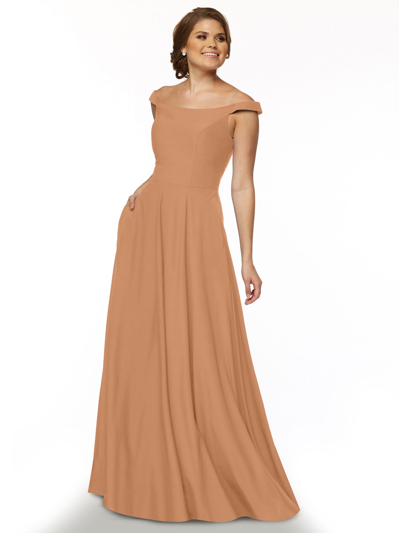 83005 - Off-the-Shoulder Stretch Chiffon A-Line Bridesmaid Dress