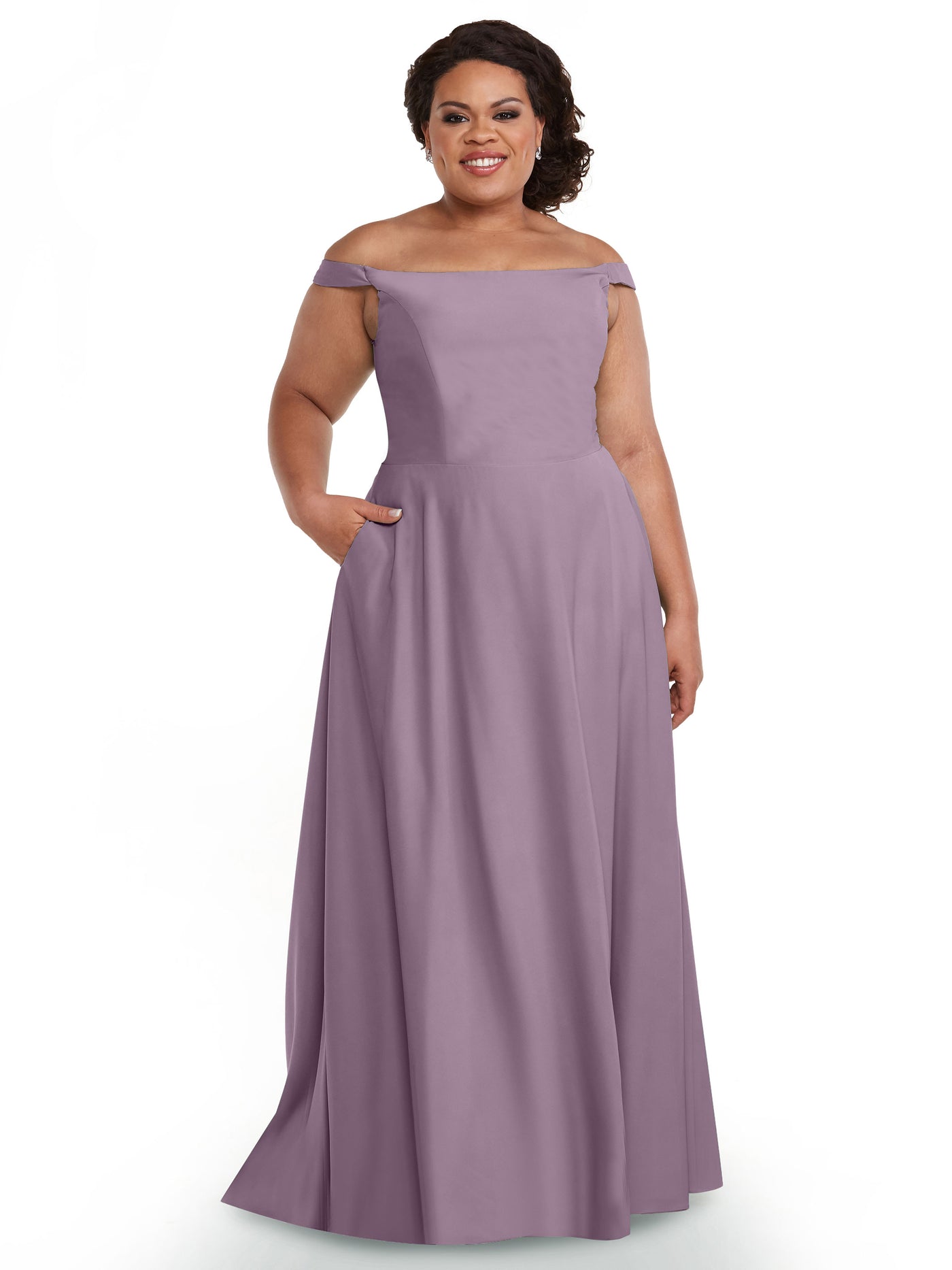 83005 - Off-the-Shoulder Stretch Chiffon A-Line Bridesmaid Dress