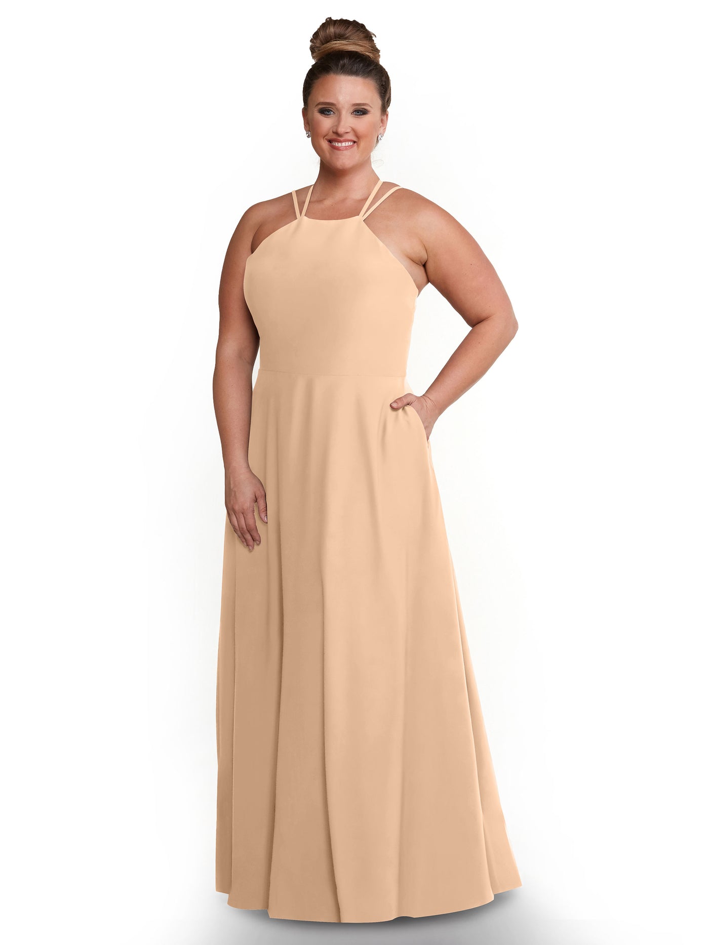 83006 - Stretch Chiffon A-Line Bridesmaid Dress with Halter Neckline
