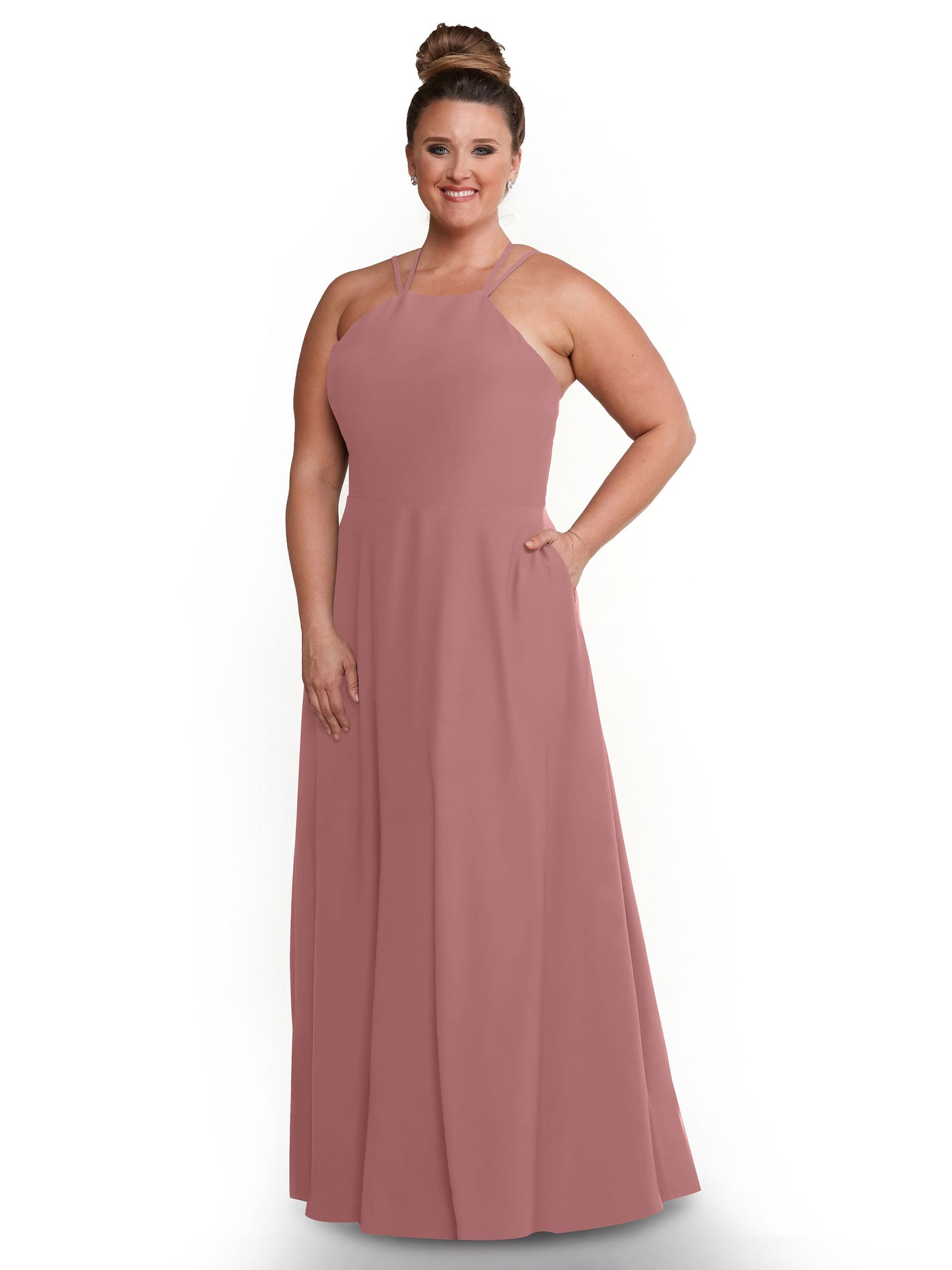 83006 - Stretch Chiffon A-Line Bridesmaid Dress with Halter Neckline