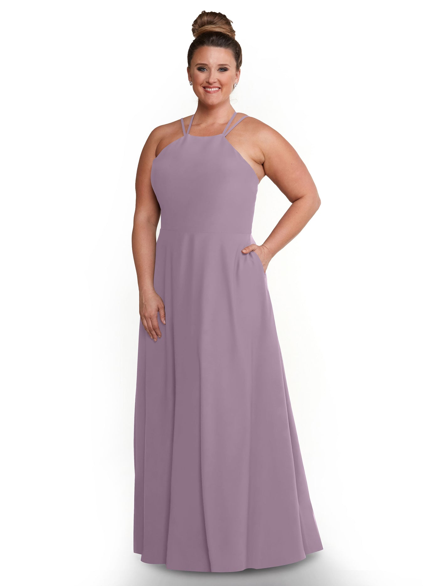 83006 - Stretch Chiffon A-Line Bridesmaid Dress with Halter Neckline