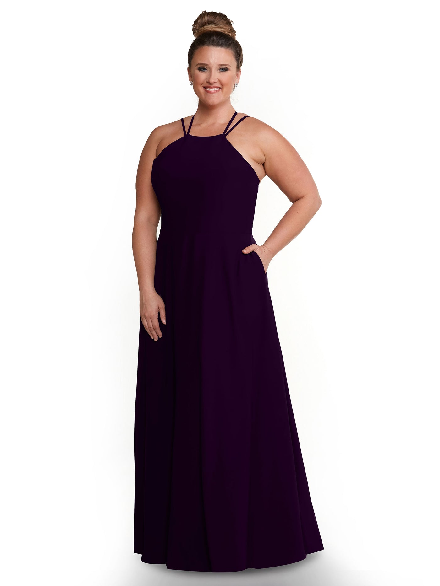83006 - Stretch Chiffon A-Line Bridesmaid Dress with Halter Neckline