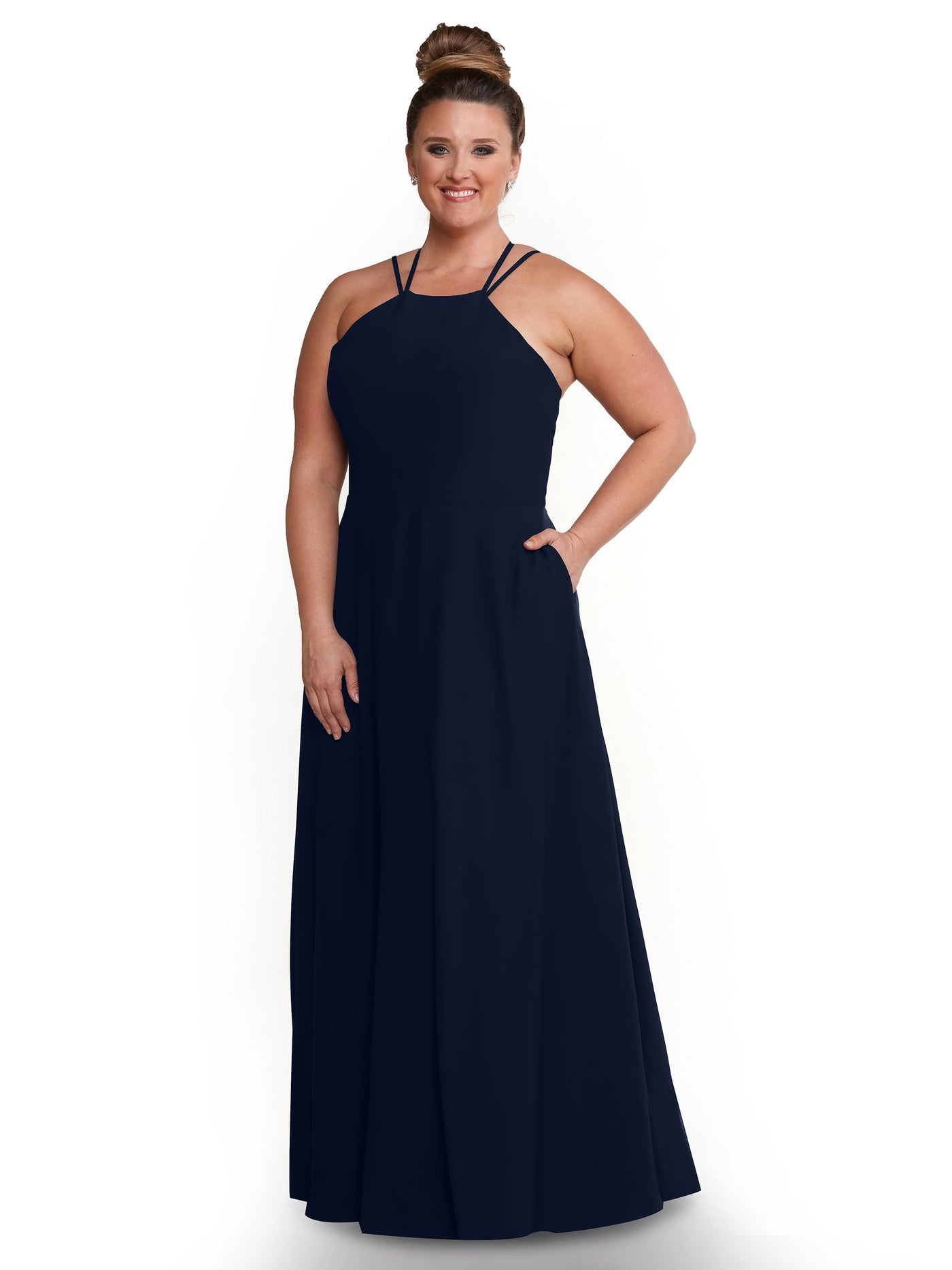 83006 - Stretch Chiffon A-Line Bridesmaid Dress with Halter Neckline