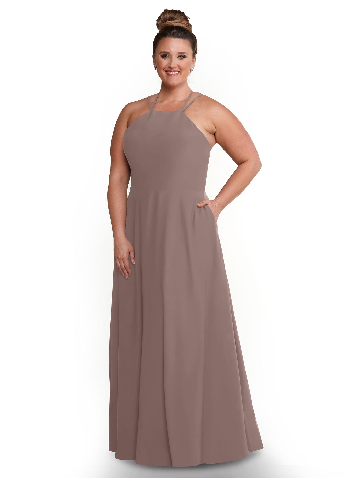 83006 - Stretch Chiffon A-Line Bridesmaid Dress with Halter Neckline