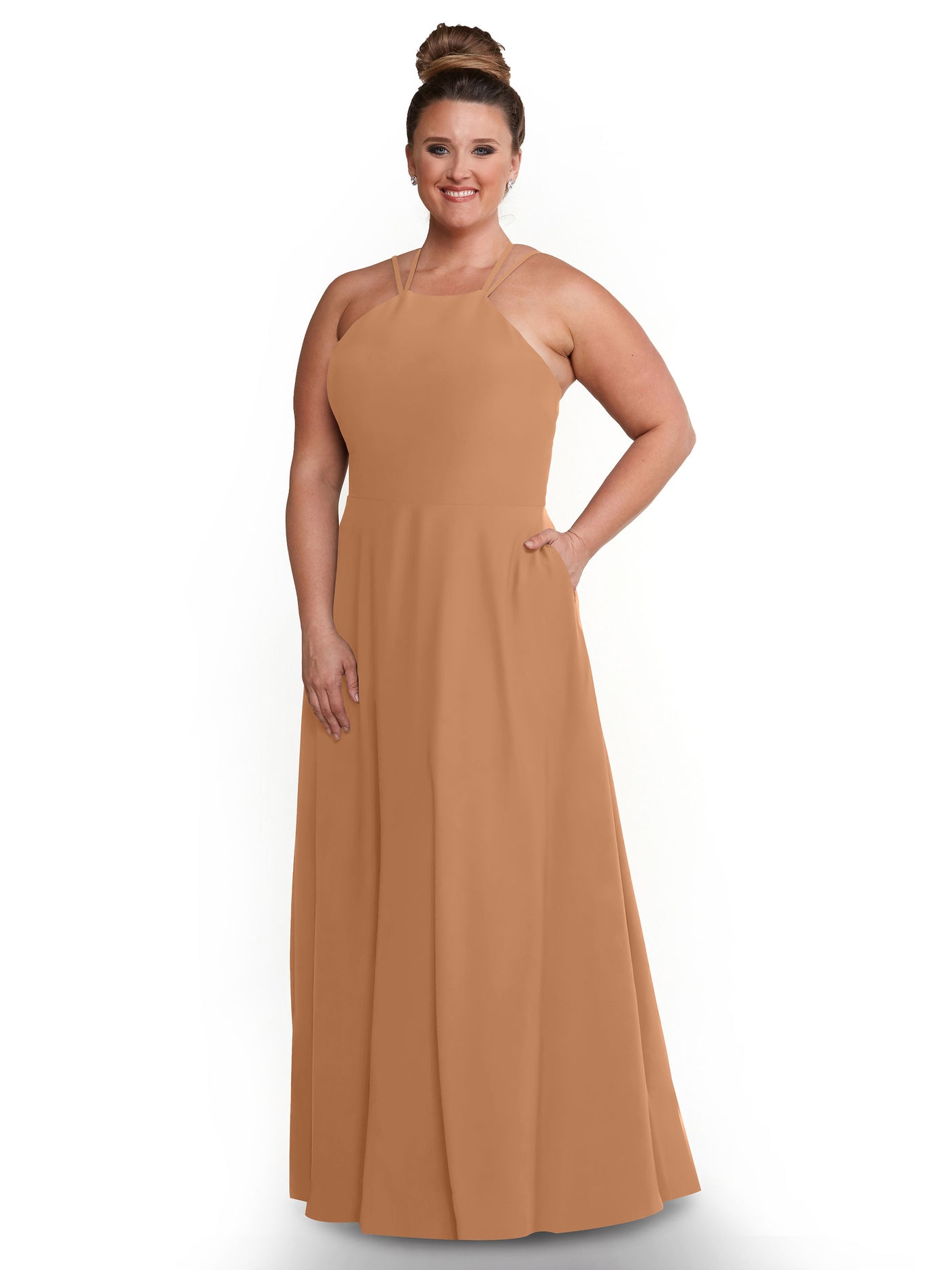 83006 - Stretch Chiffon A-Line Bridesmaid Dress with Halter Neckline