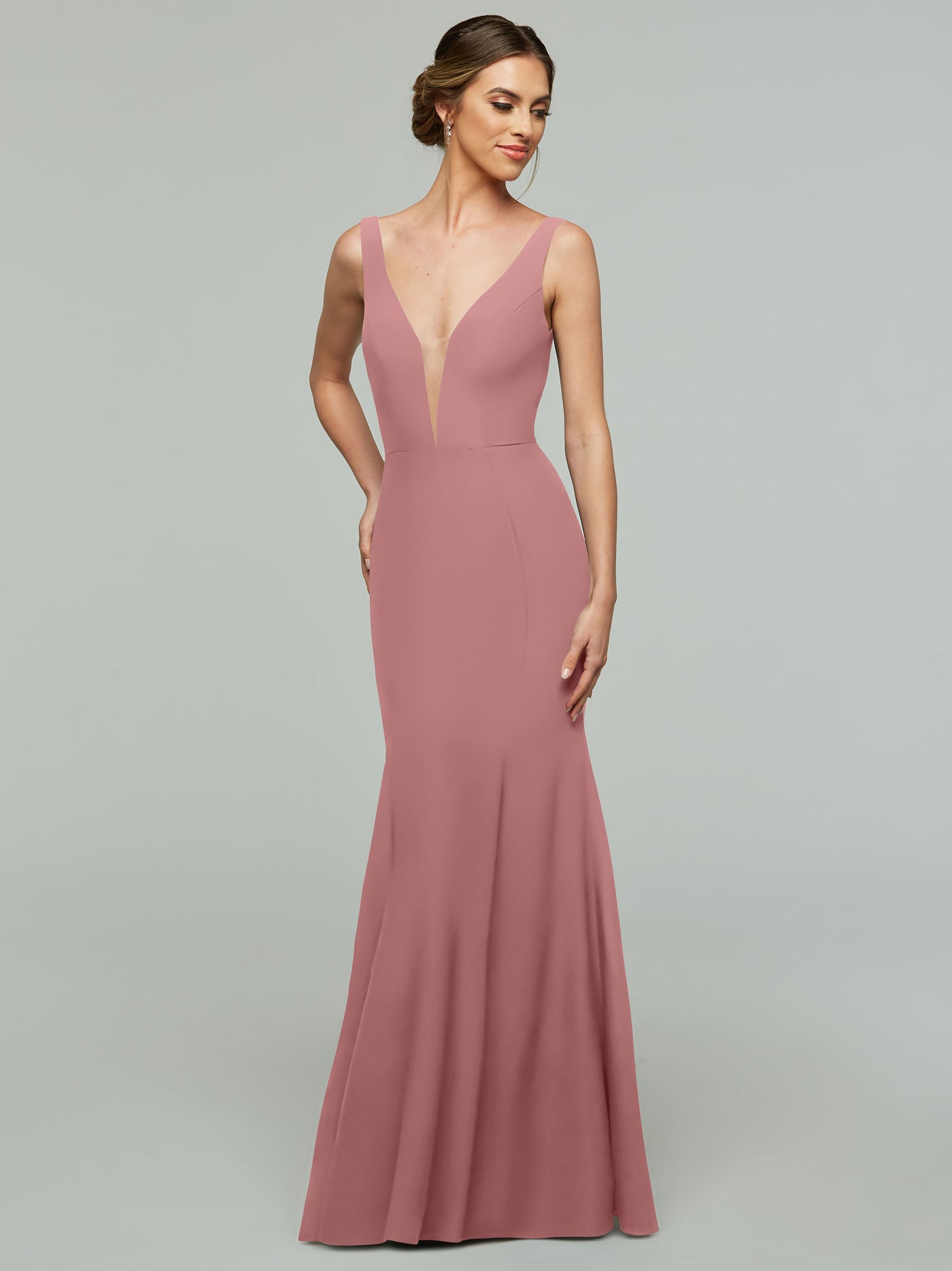 83010 - Mermaid Stretch Chiffon Bridesmaid Dress with Plunging Neckline