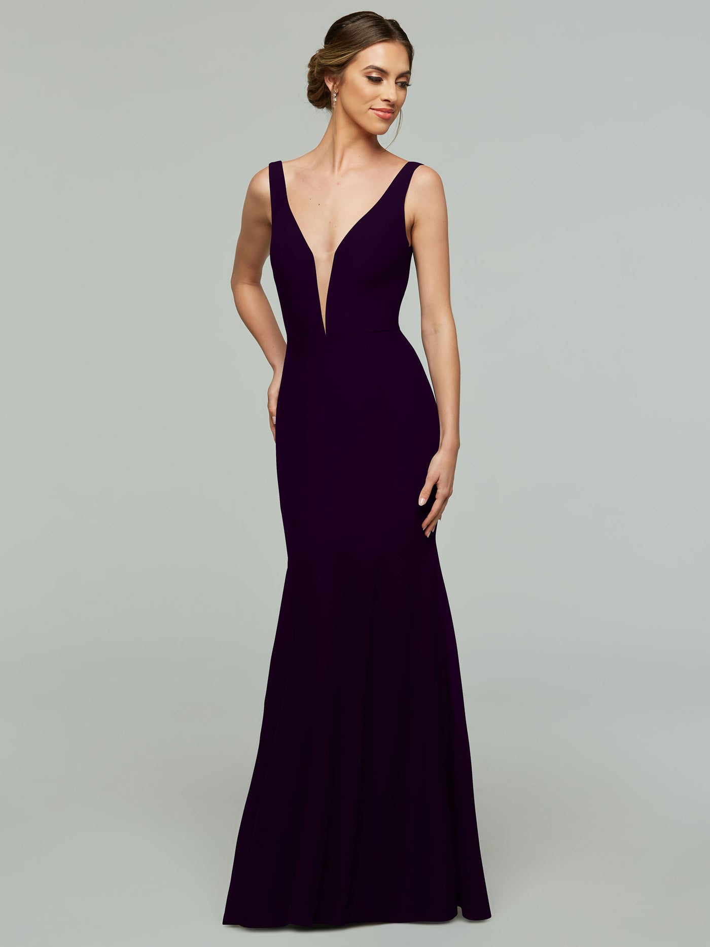 83010 - Mermaid Stretch Chiffon Bridesmaid Dress with Plunging Neckline