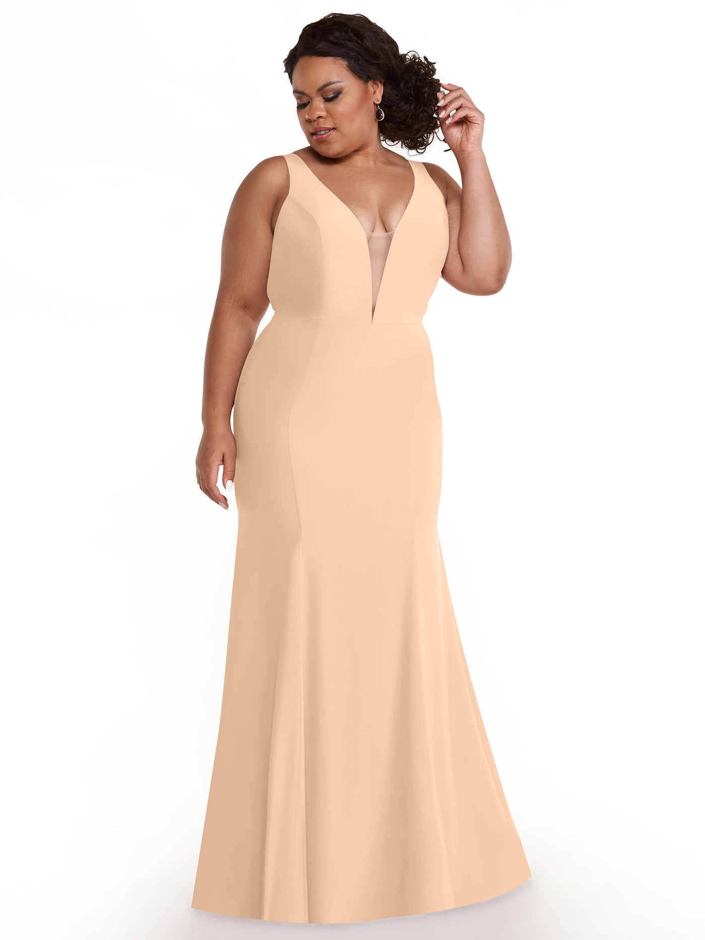 83010 - Mermaid Stretch Chiffon Bridesmaid Dress with Plunging Neckline
