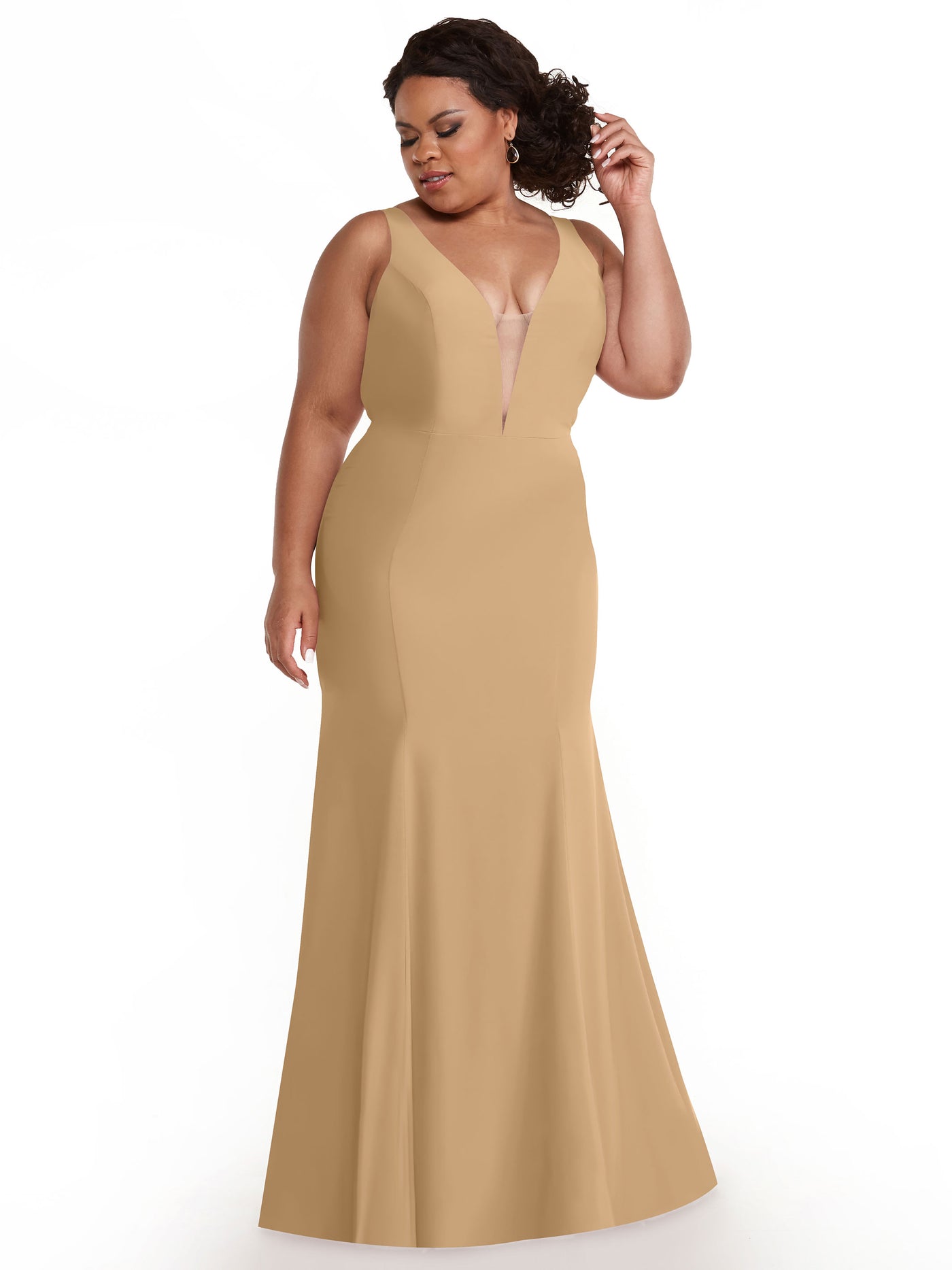 83010 - Mermaid Stretch Chiffon Bridesmaid Dress with Plunging Neckline