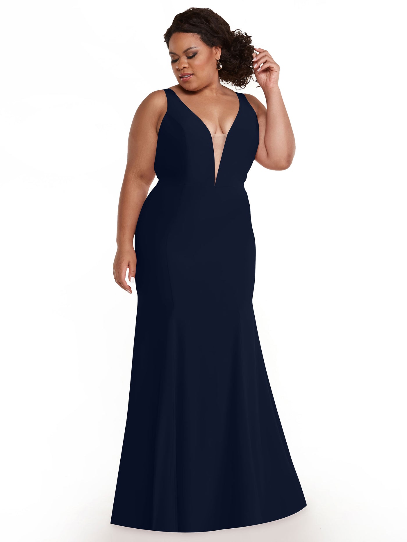 83010 - Mermaid Stretch Chiffon Bridesmaid Dress with Plunging Neckline