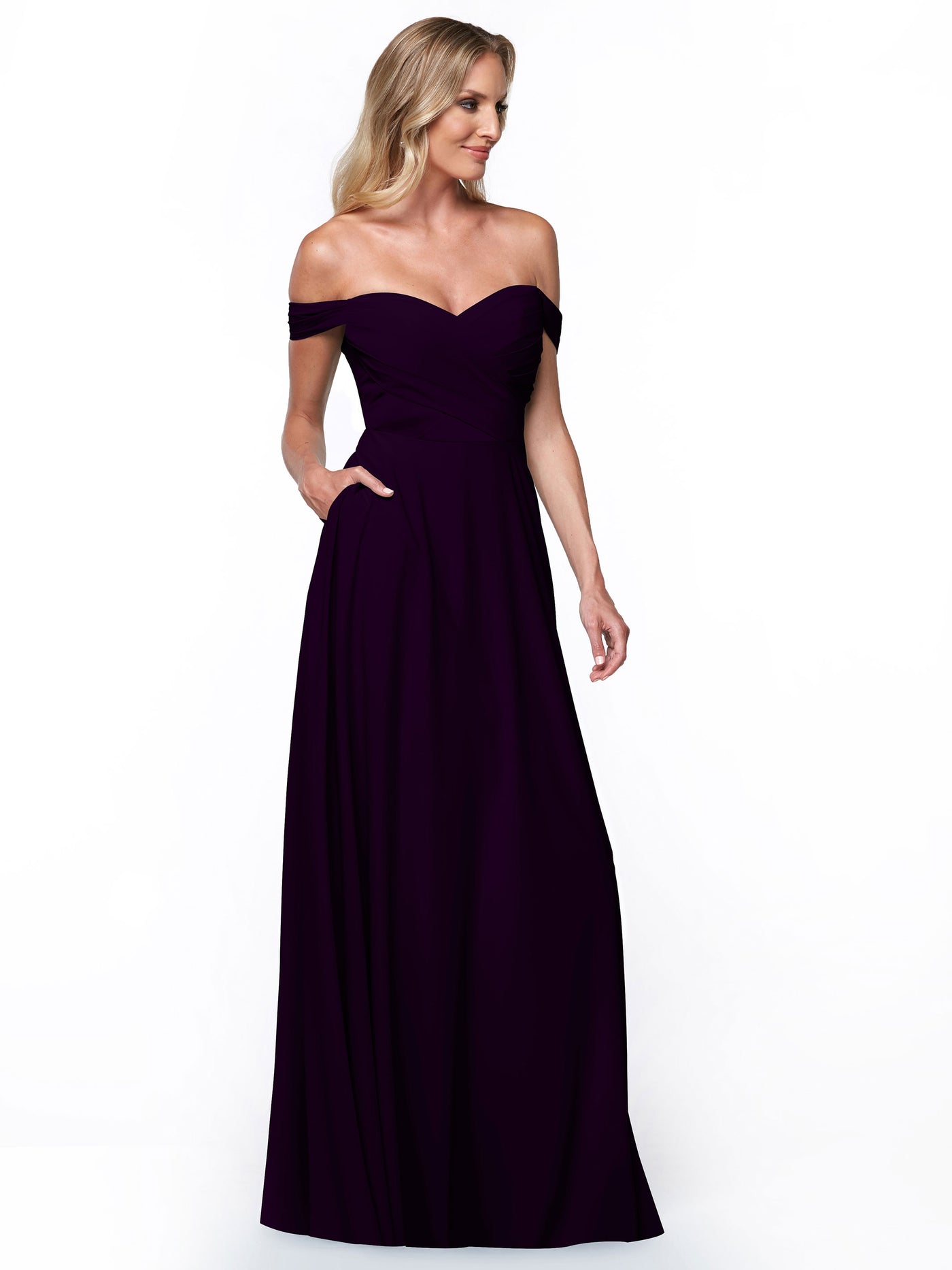 83018 - Stretch Chiffon Bridesmaid Dress with Pleated Sweetheart Bodice