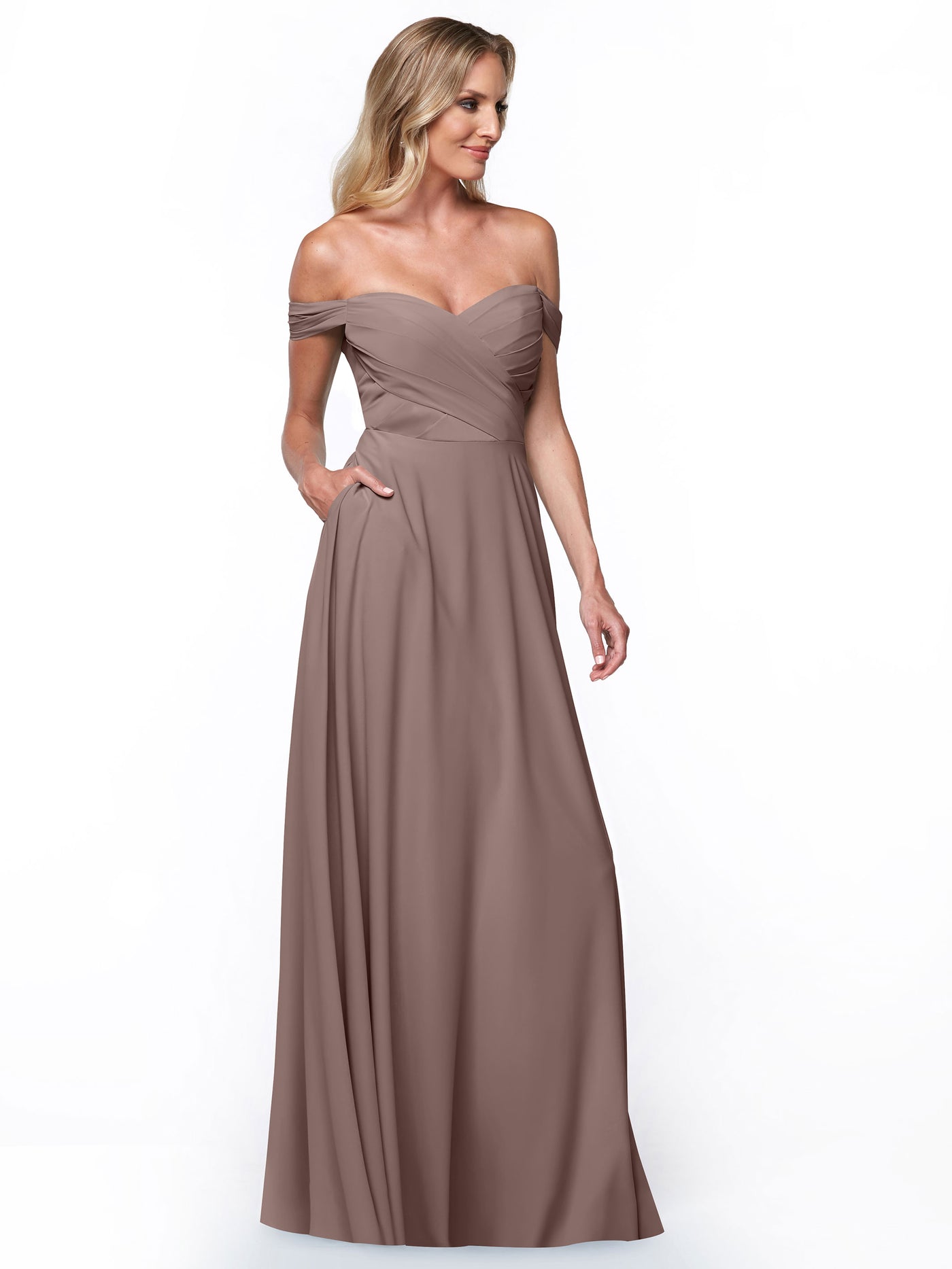 83018 - Stretch Chiffon Bridesmaid Dress with Pleated Sweetheart Bodice