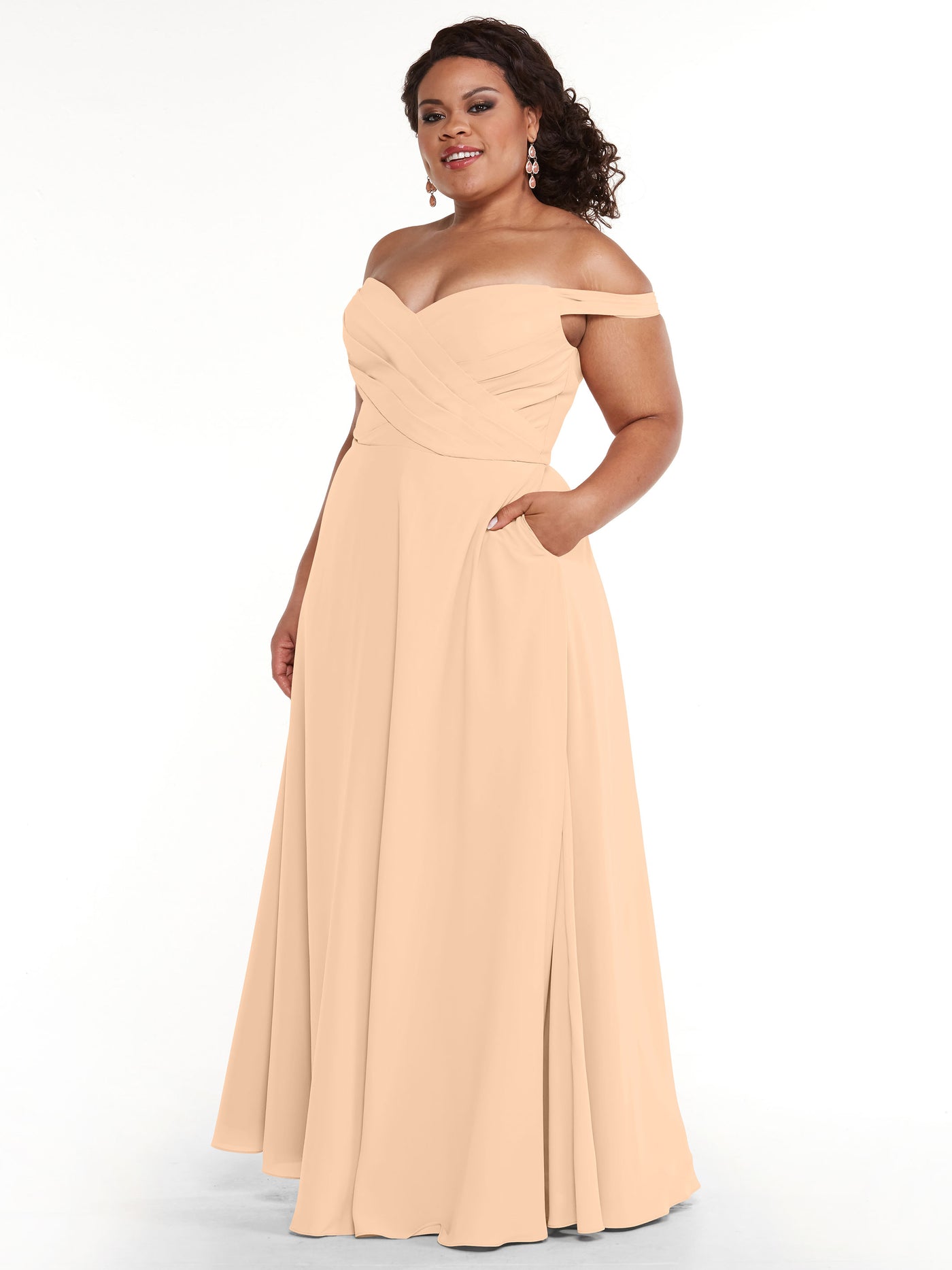 83018 - Stretch Chiffon Bridesmaid Dress with Pleated Sweetheart Bodice