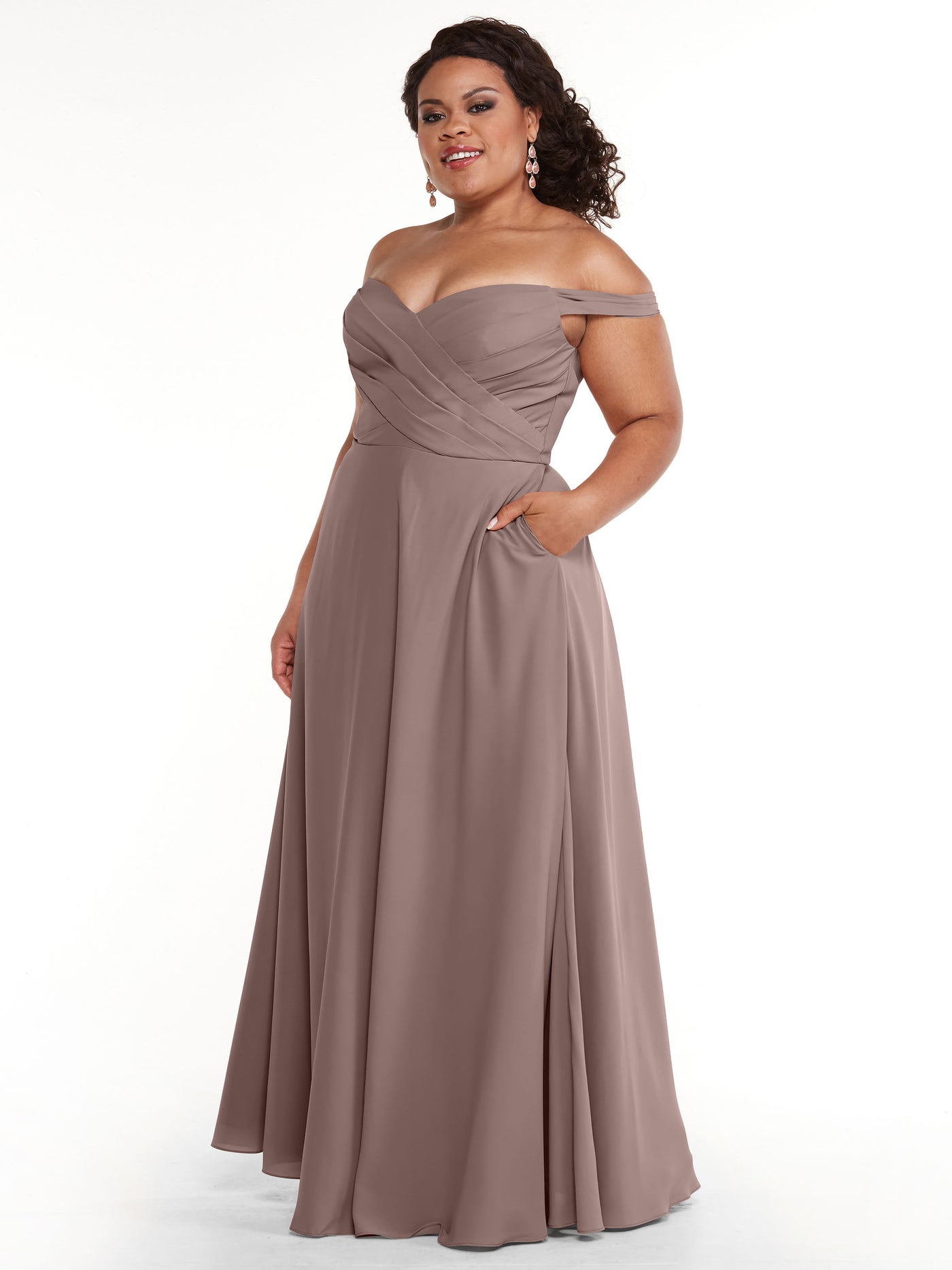 83018 - Stretch Chiffon Bridesmaid Dress with Pleated Sweetheart Bodice