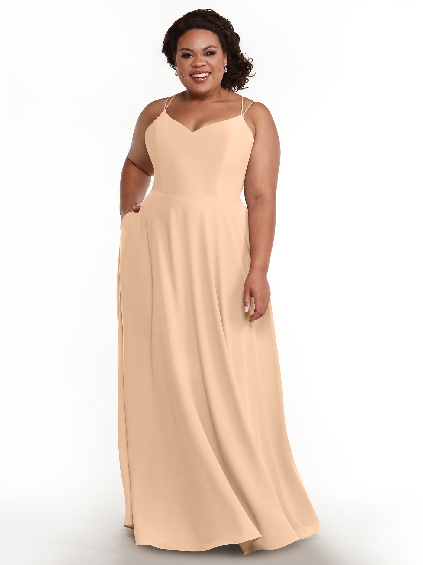 83024 - Stretch Chiffon A-Line Bridesmaid Dress with Pockets