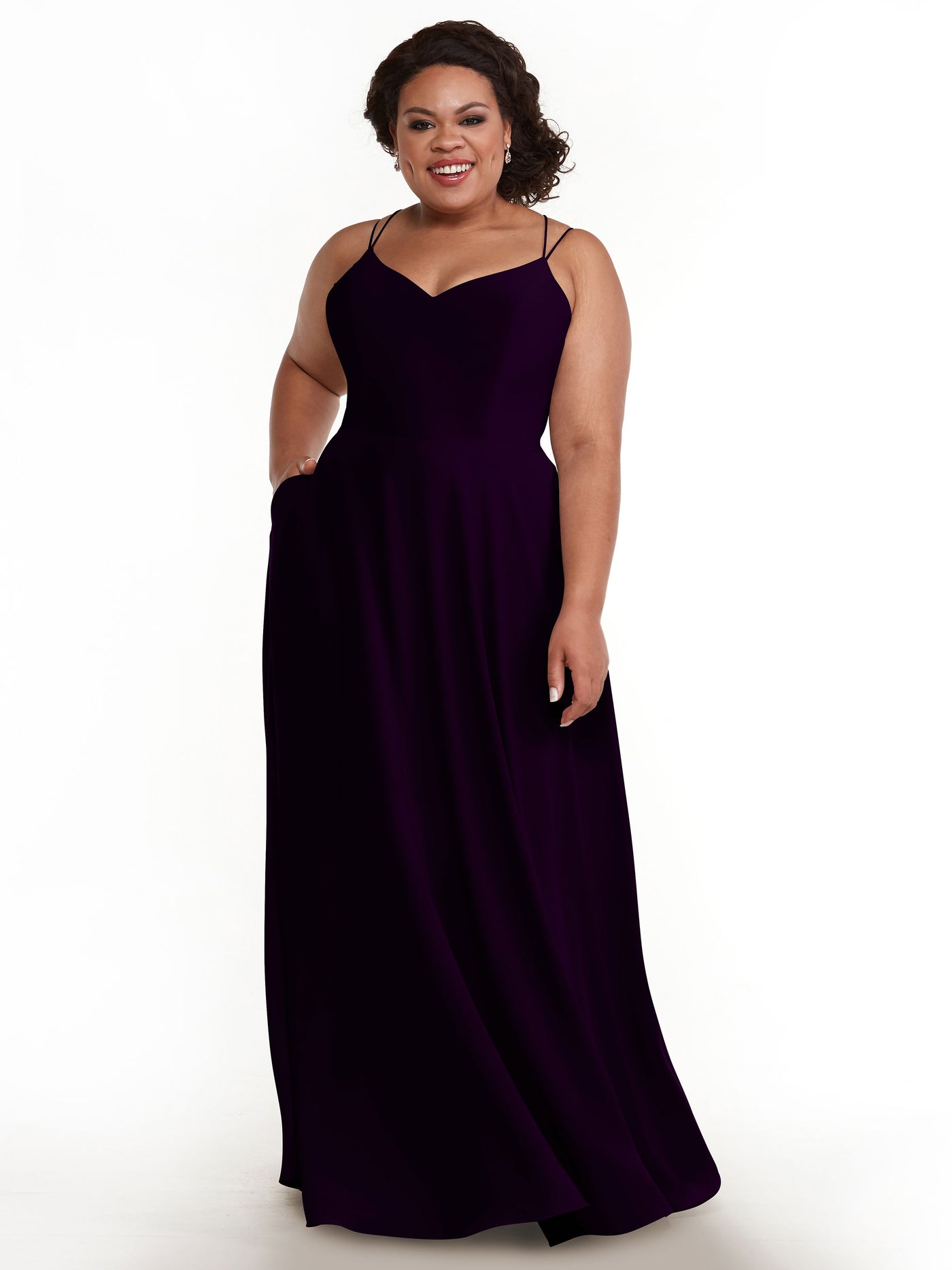 83024 - Stretch Chiffon A-Line Bridesmaid Dress with Pockets