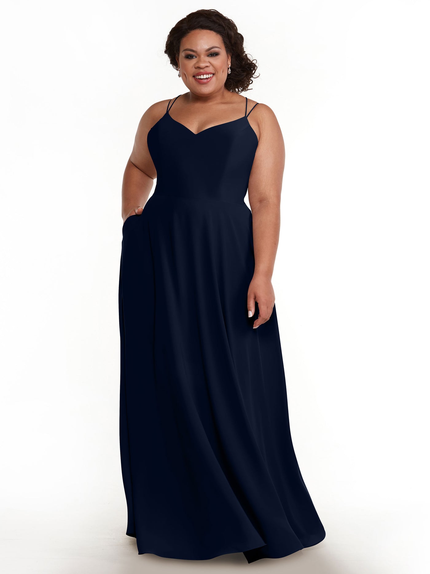 83024 - Stretch Chiffon A-Line Bridesmaid Dress with Pockets