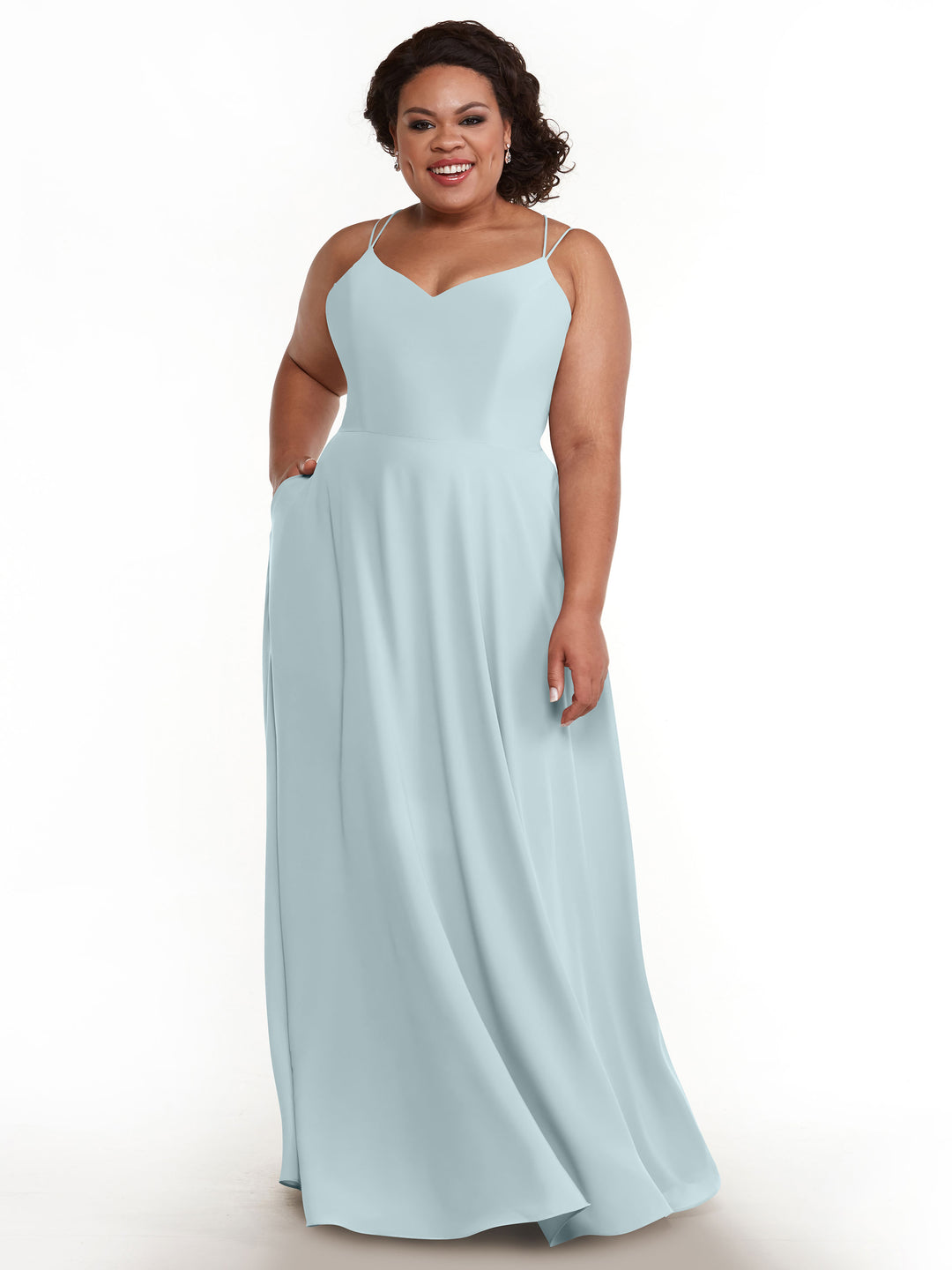 light blue plus size bridesmaid dresses Long Cheap Plus Size Dusty Blue Bridesmaid Dresses|Sheergirl.com – SheerGirl main image 1
