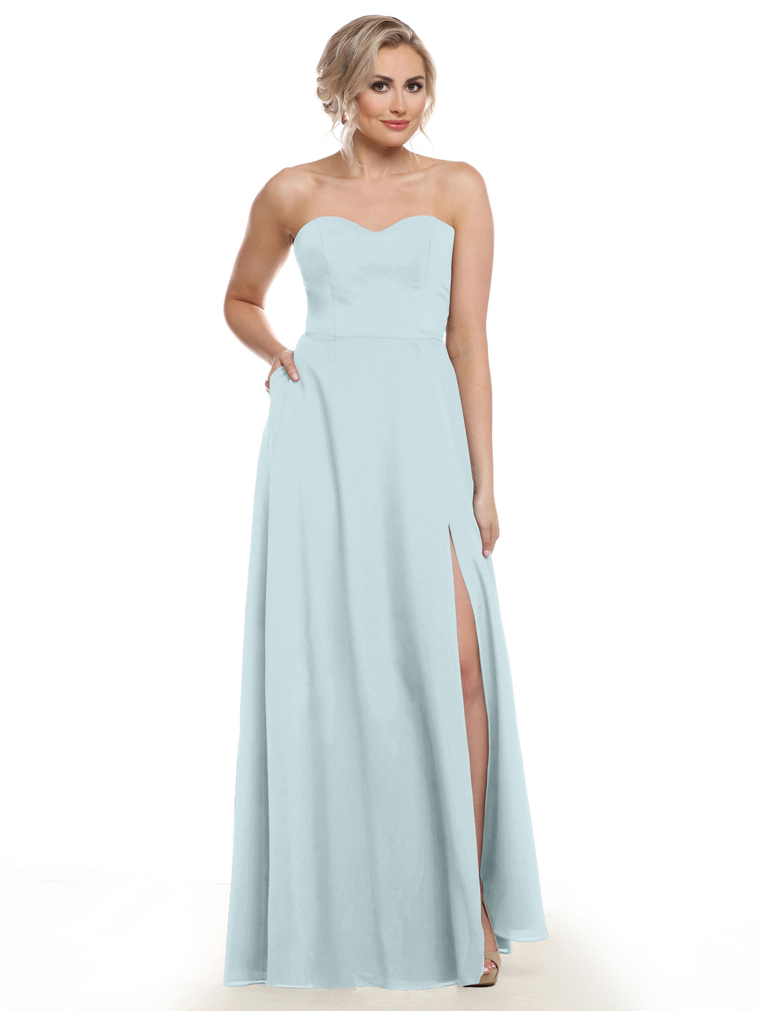 strapless bridesmaid dress with pockets Mac Duggal Strapless Brocade Cocktail Dress main image 1