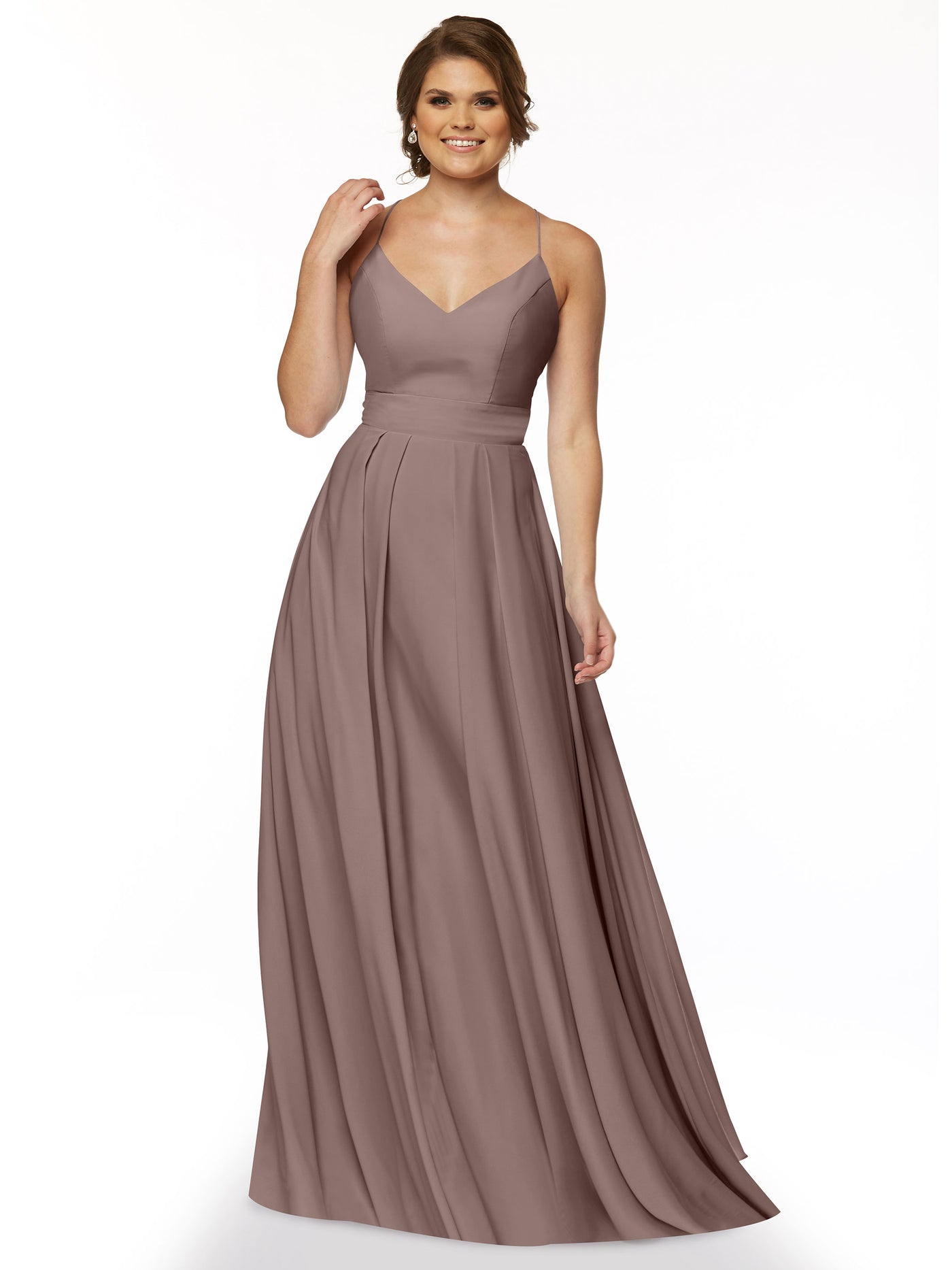 83027 - Simple Stretch Chiffon A-Line Bridesmaid Dress with Pleats