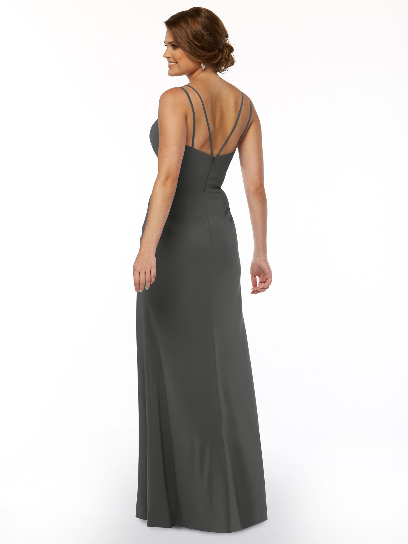 bateau dress bridesmaid Stacees Puce Pink A-line Chiffon Bridesmaid Dress with Draped Cowl Back