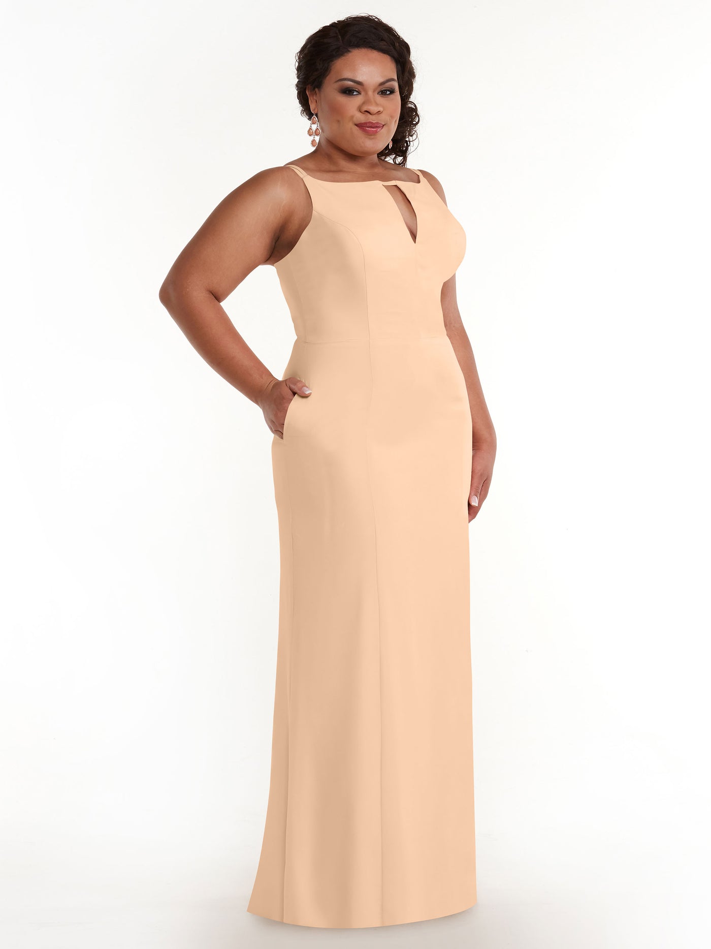 83030 - Sheath Stretch Chiffon Bridesmaid Dress with Bateau Neckline and Slit