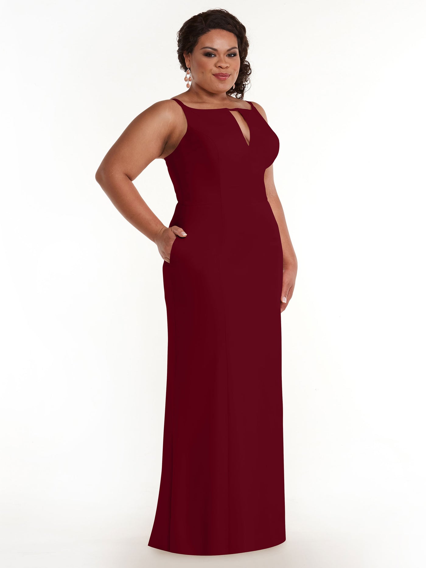 83030 - Sheath Stretch Chiffon Bridesmaid Dress with Bateau Neckline and Slit