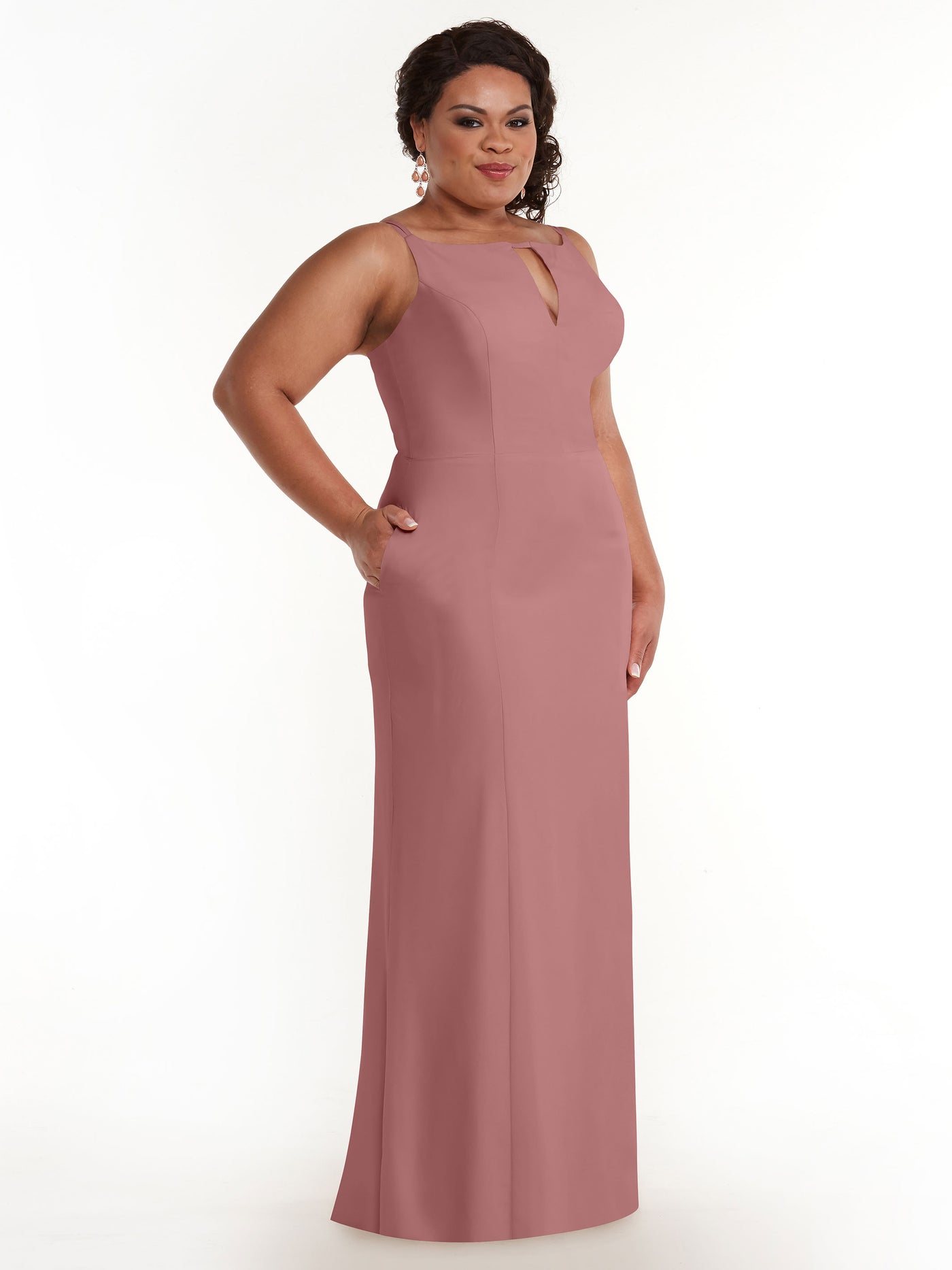83030 - Sheath Stretch Chiffon Bridesmaid Dress with Bateau Neckline and Slit