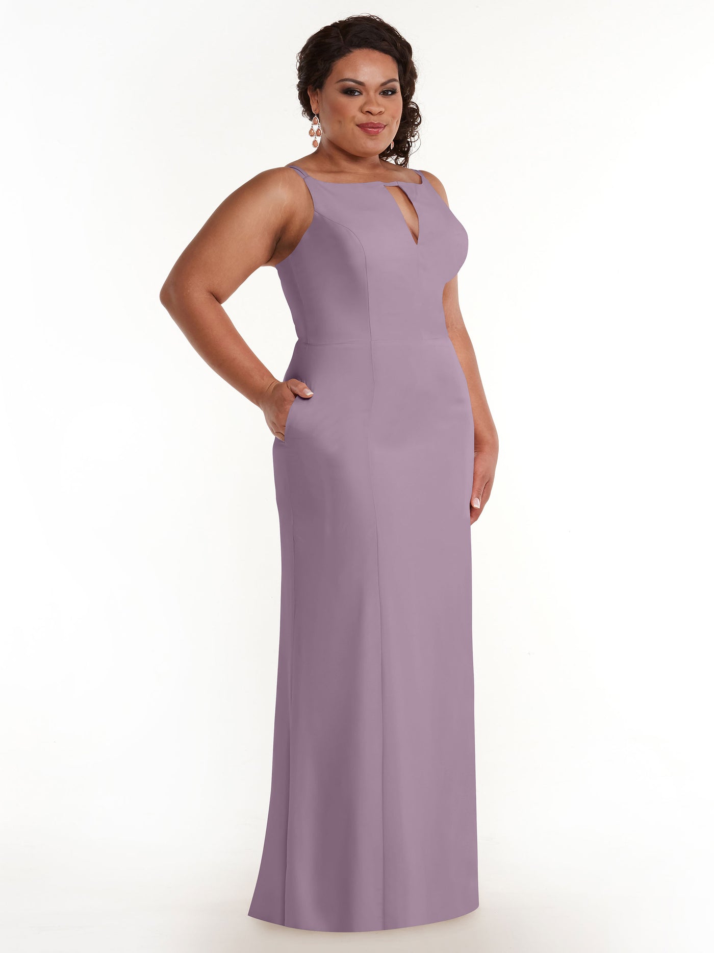 83030 - Sheath Stretch Chiffon Bridesmaid Dress with Bateau Neckline and Slit