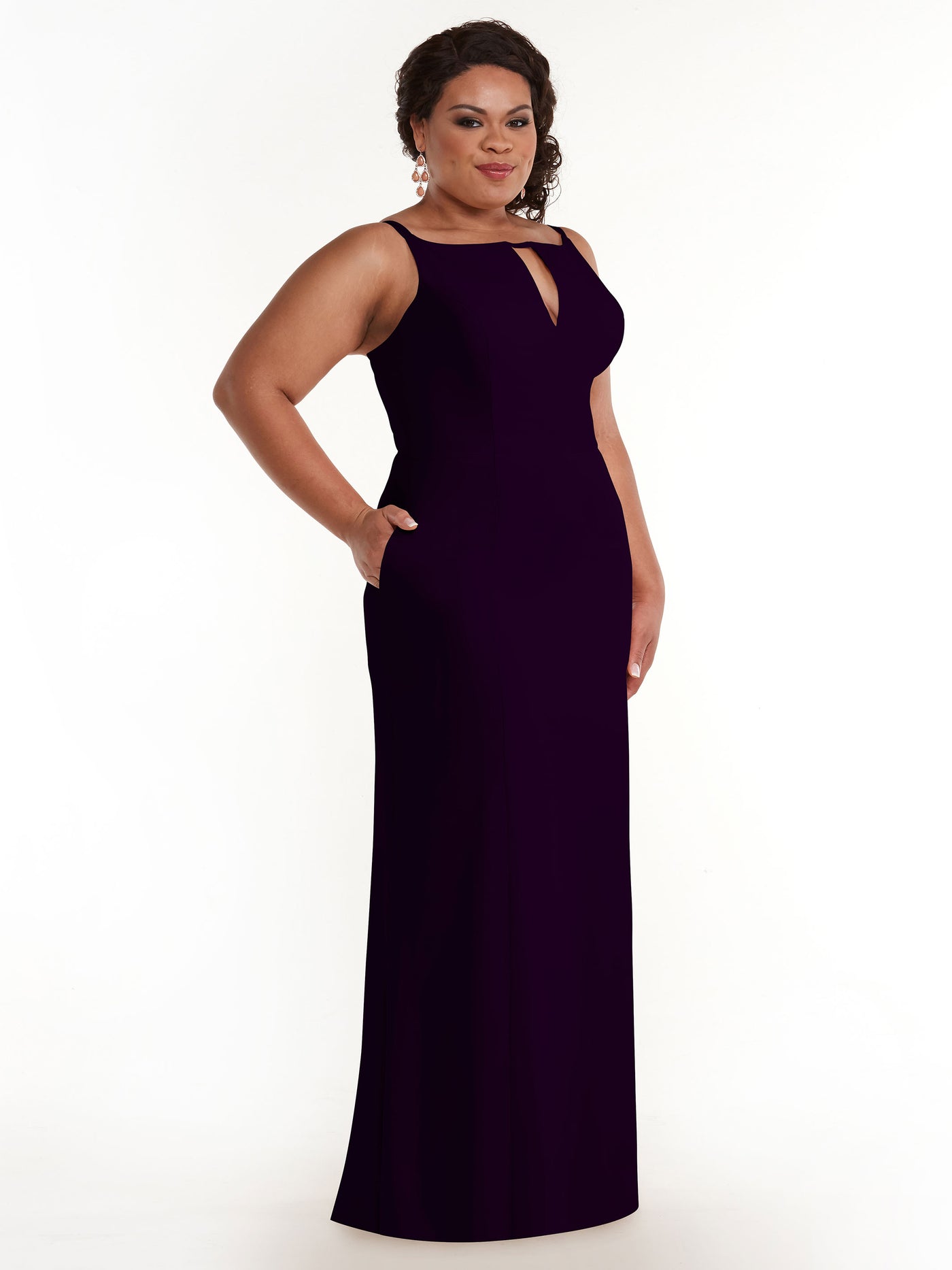 83030 - Sheath Stretch Chiffon Bridesmaid Dress with Bateau Neckline and Slit
