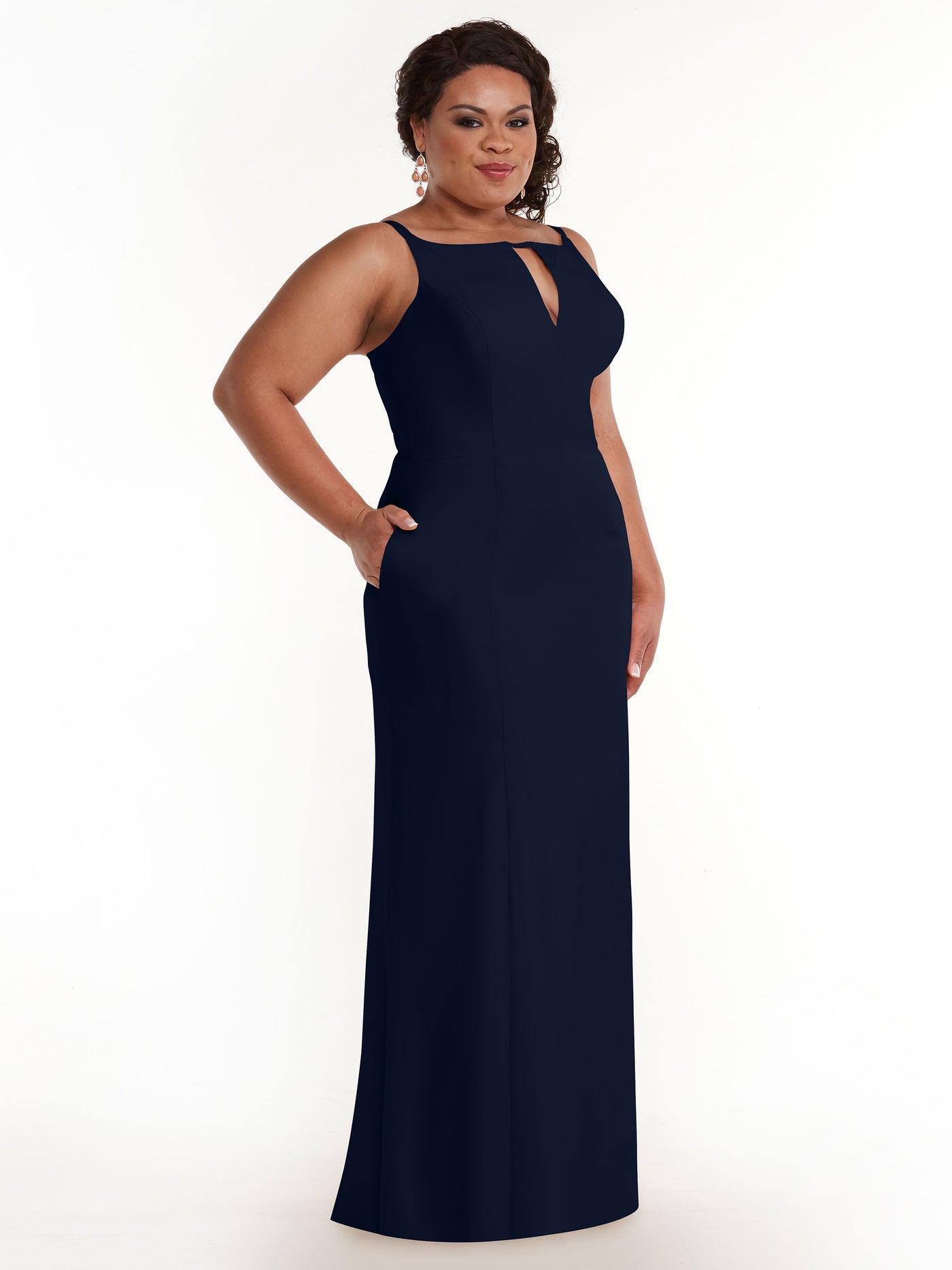 83030 - Sheath Stretch Chiffon Bridesmaid Dress with Bateau Neckline and Slit