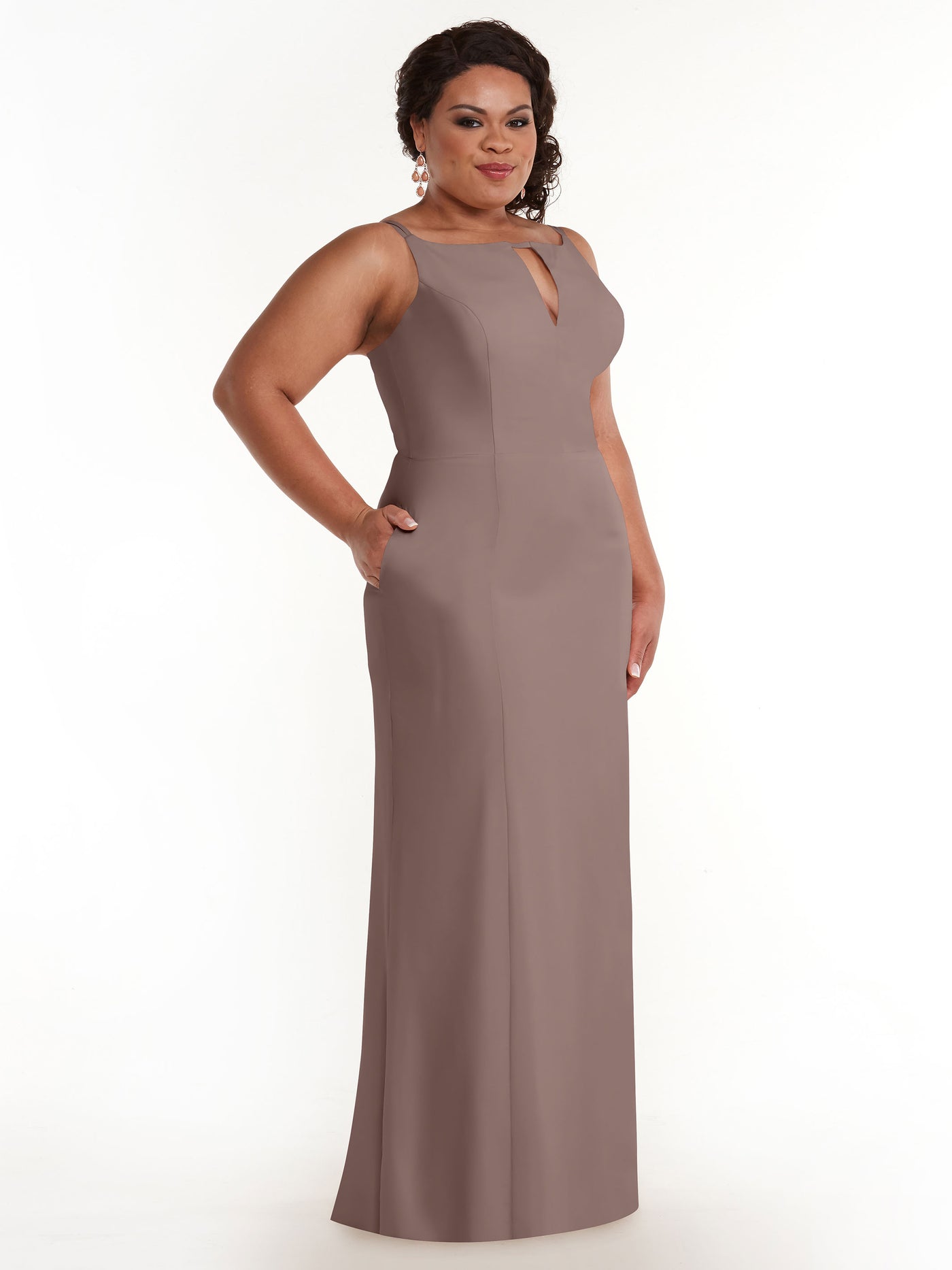 83030 - Sheath Stretch Chiffon Bridesmaid Dress with Bateau Neckline and Slit