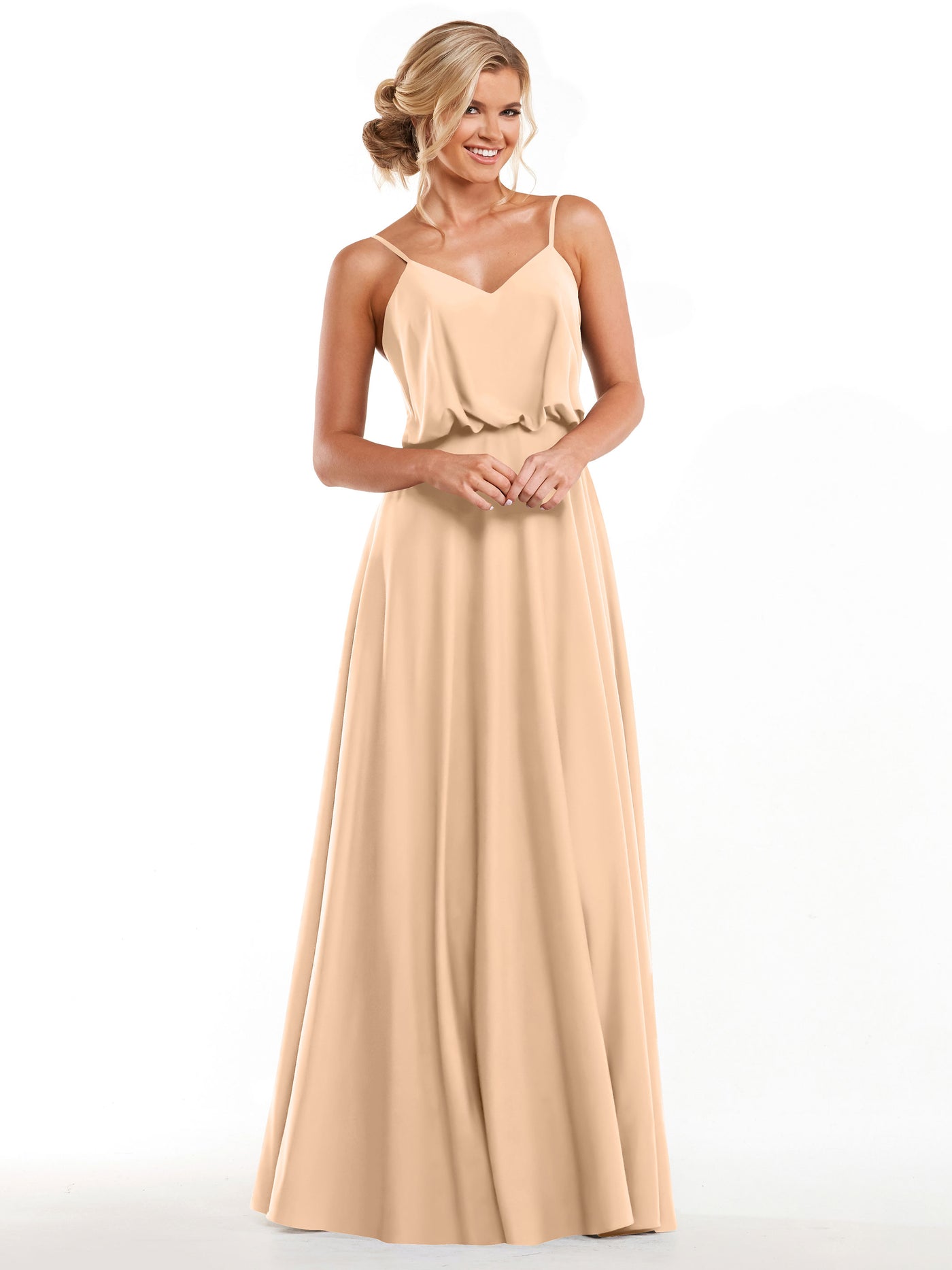 83040 - Simple A-Line Bridesmaid Dress with Flowy Stretch Chiffon Skirt